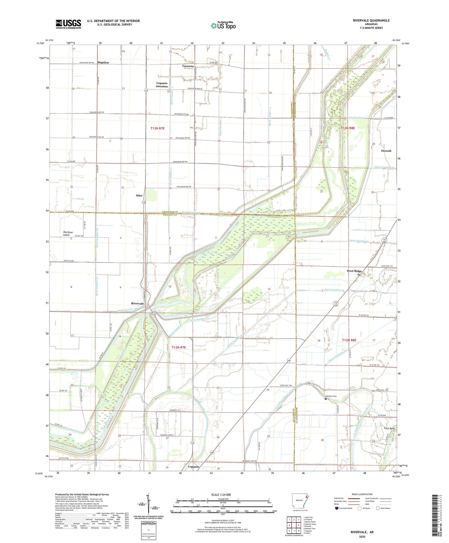 Rivervale Arkansas US Topo Map Image
