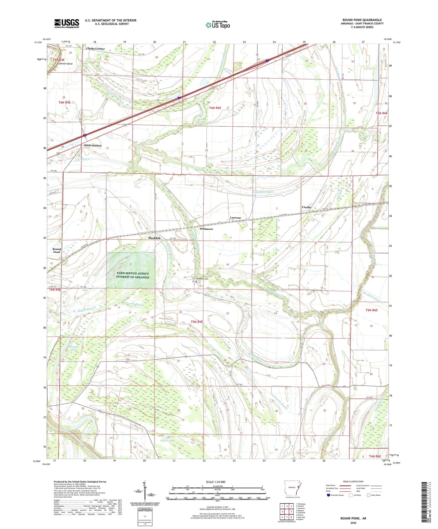Round Pond Arkansas US Topo Map Image