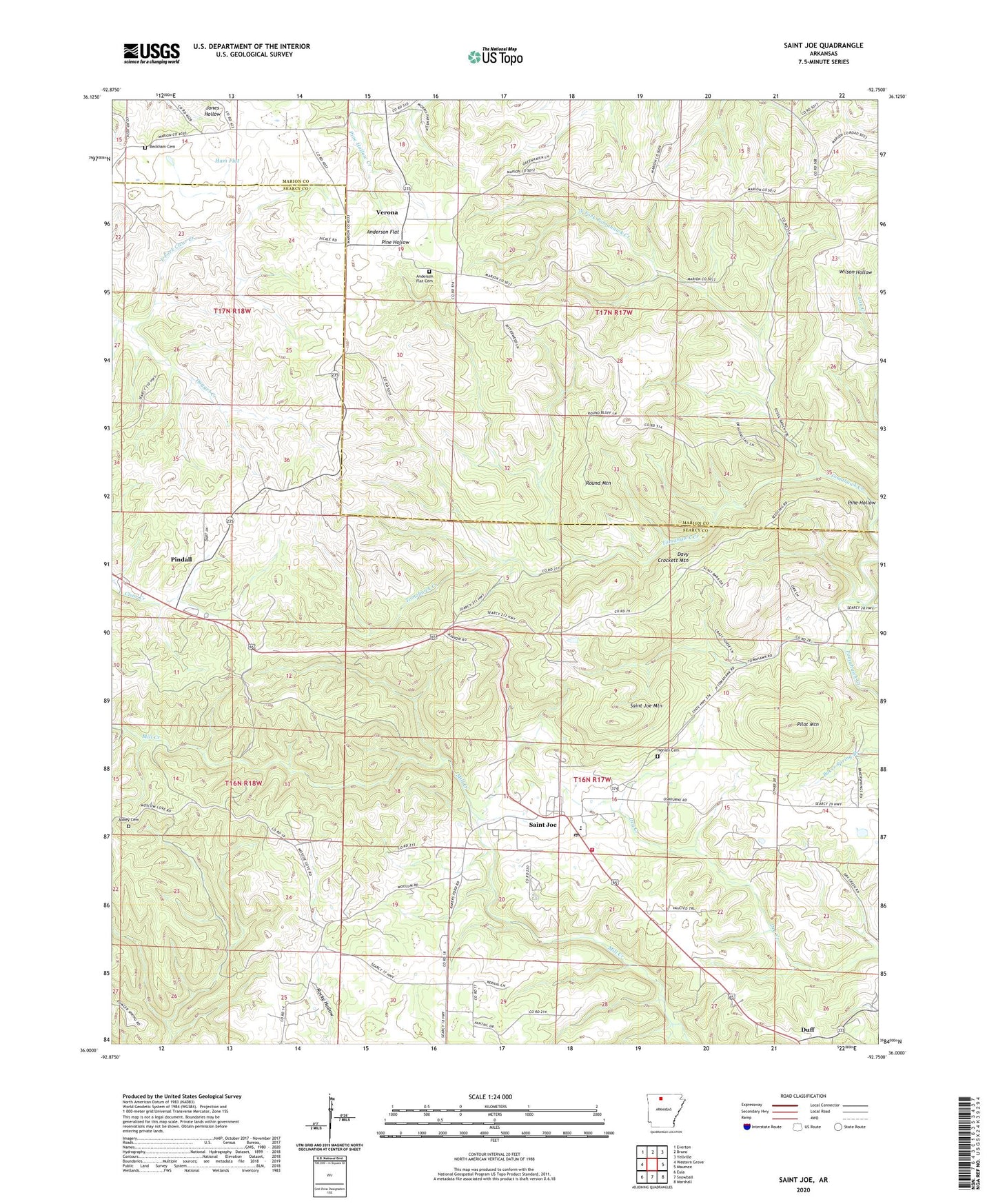 Saint Joe Arkansas US Topo Map Image