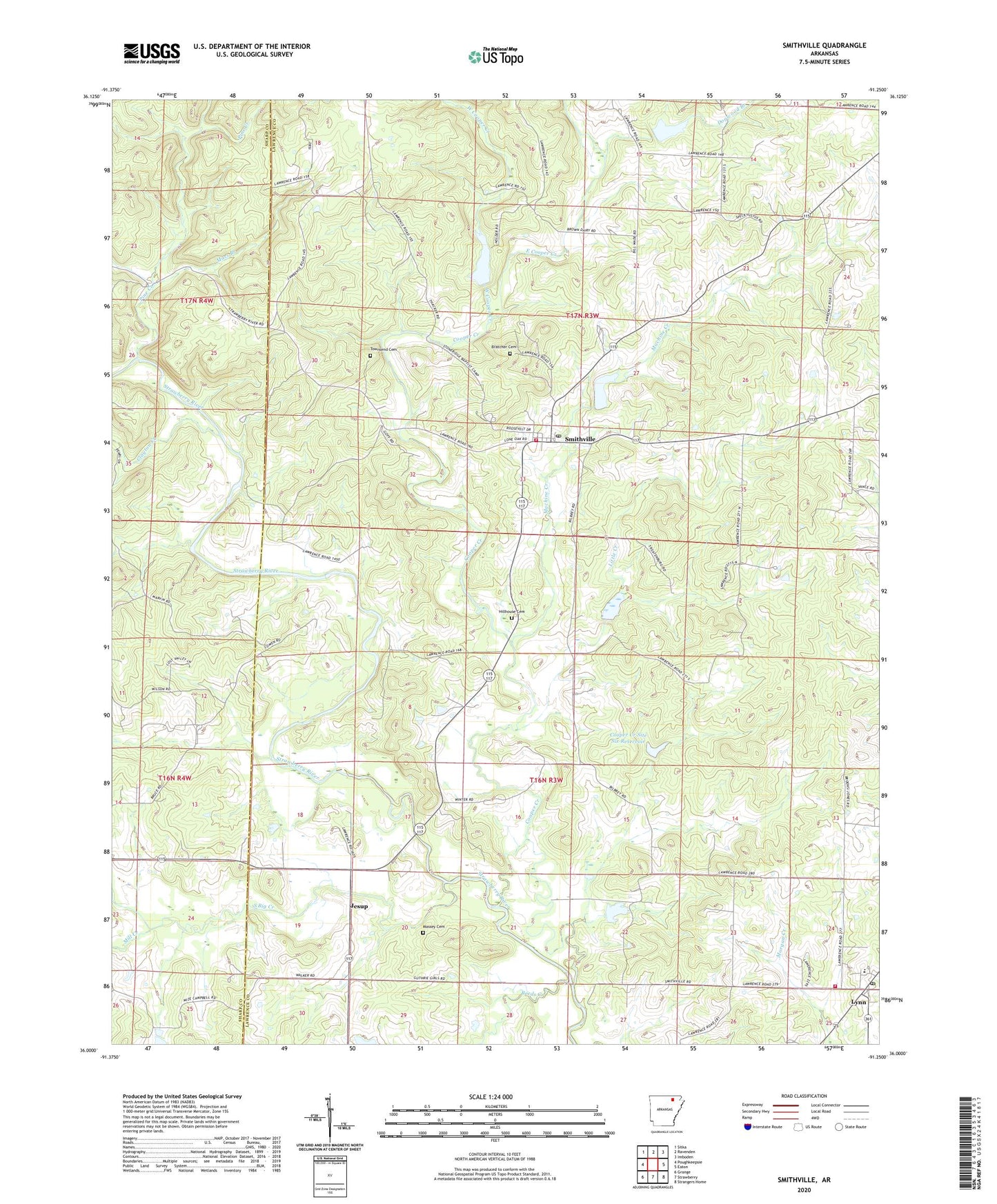 Smithville Arkansas US Topo Map Image