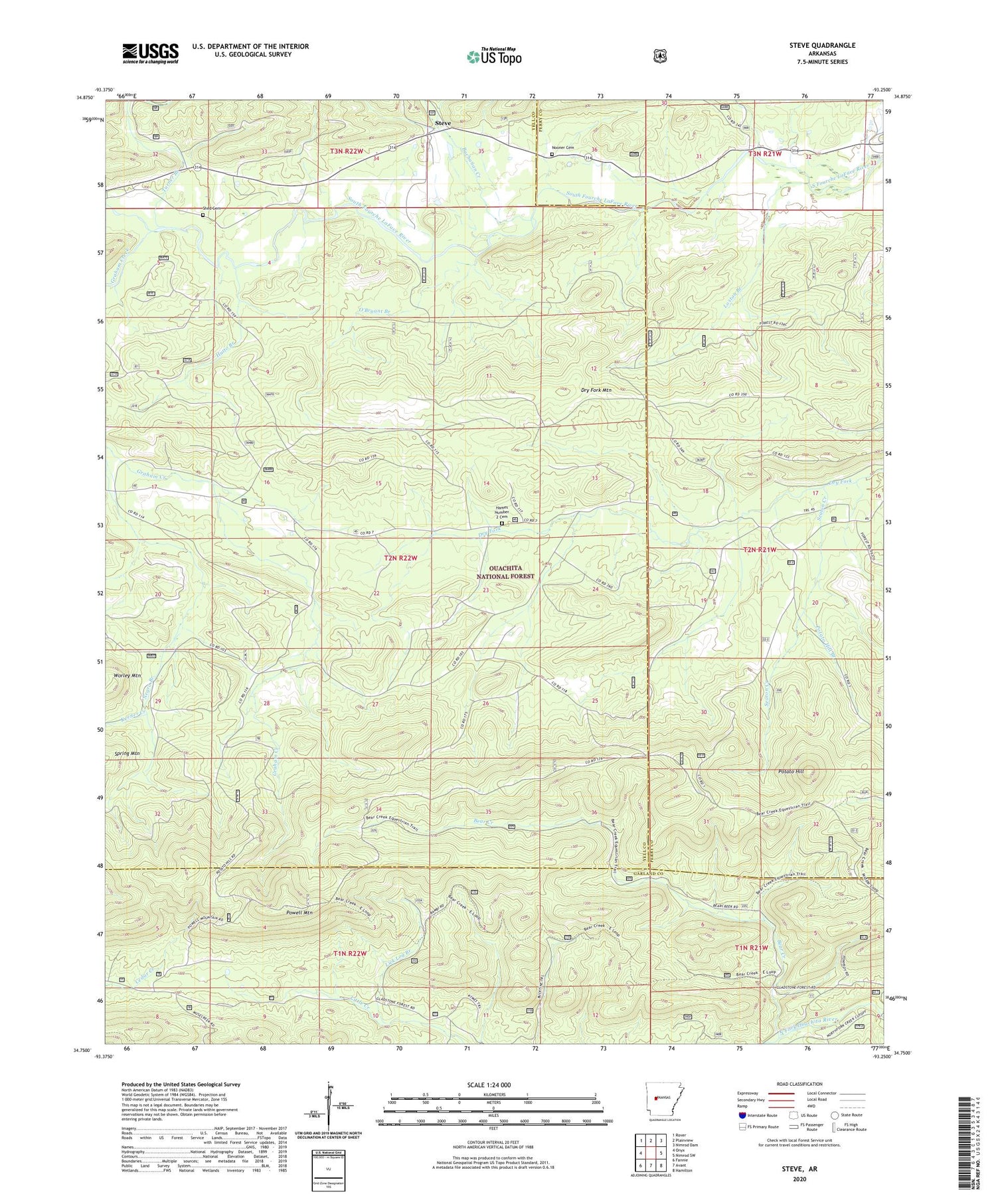 Steve Arkansas US Topo Map Image