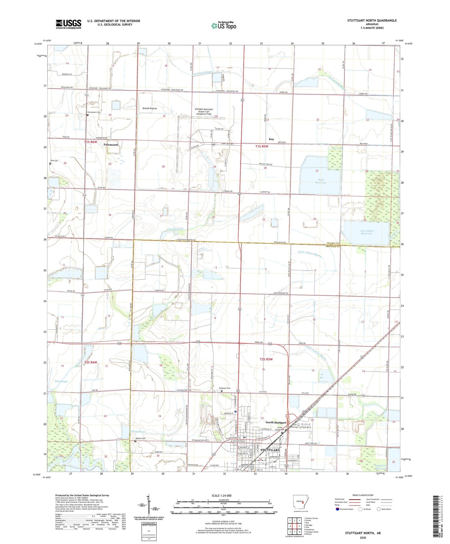 Stuttgart North Arkansas US Topo Map Image