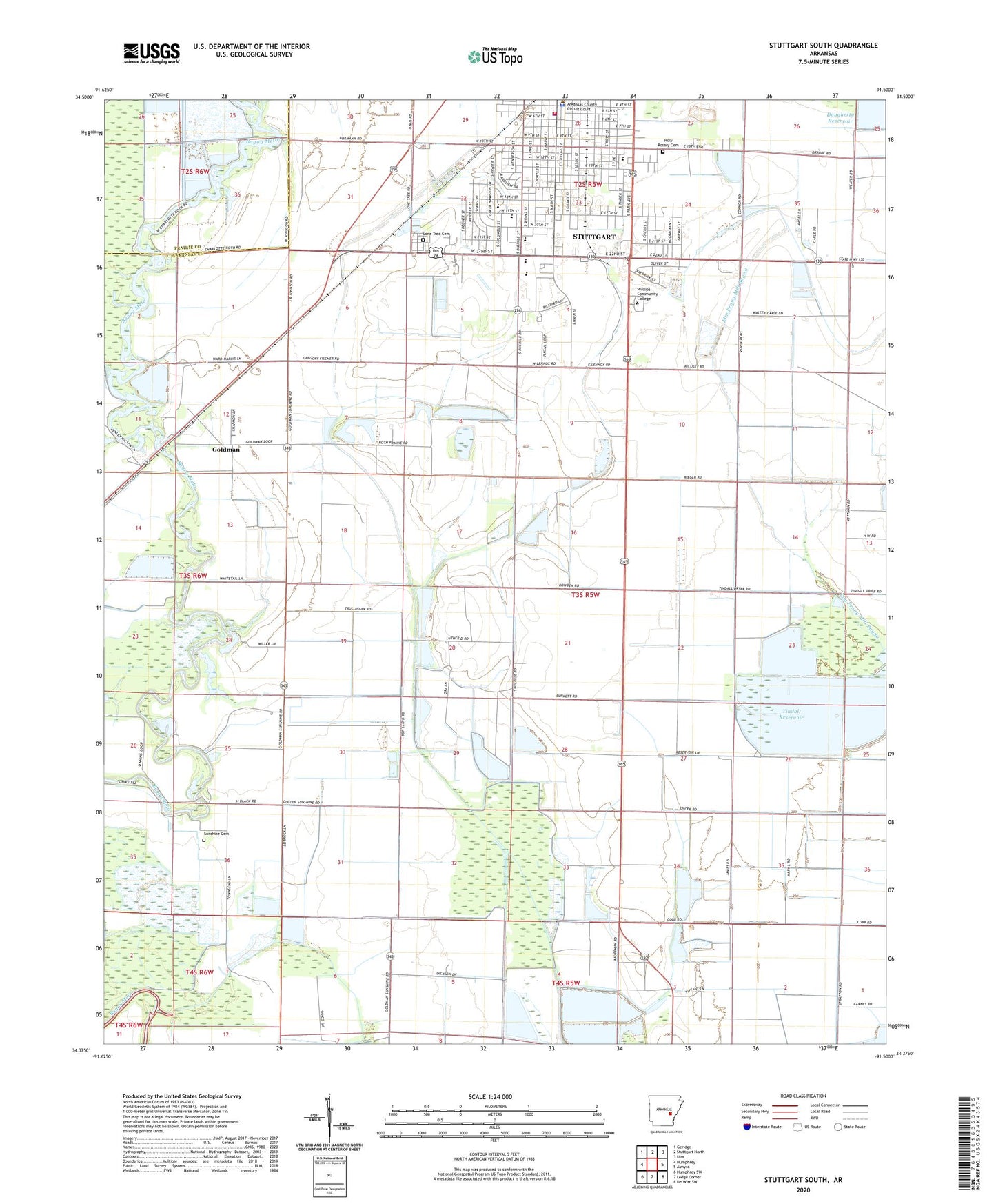 Stuttgart South Arkansas US Topo Map Image