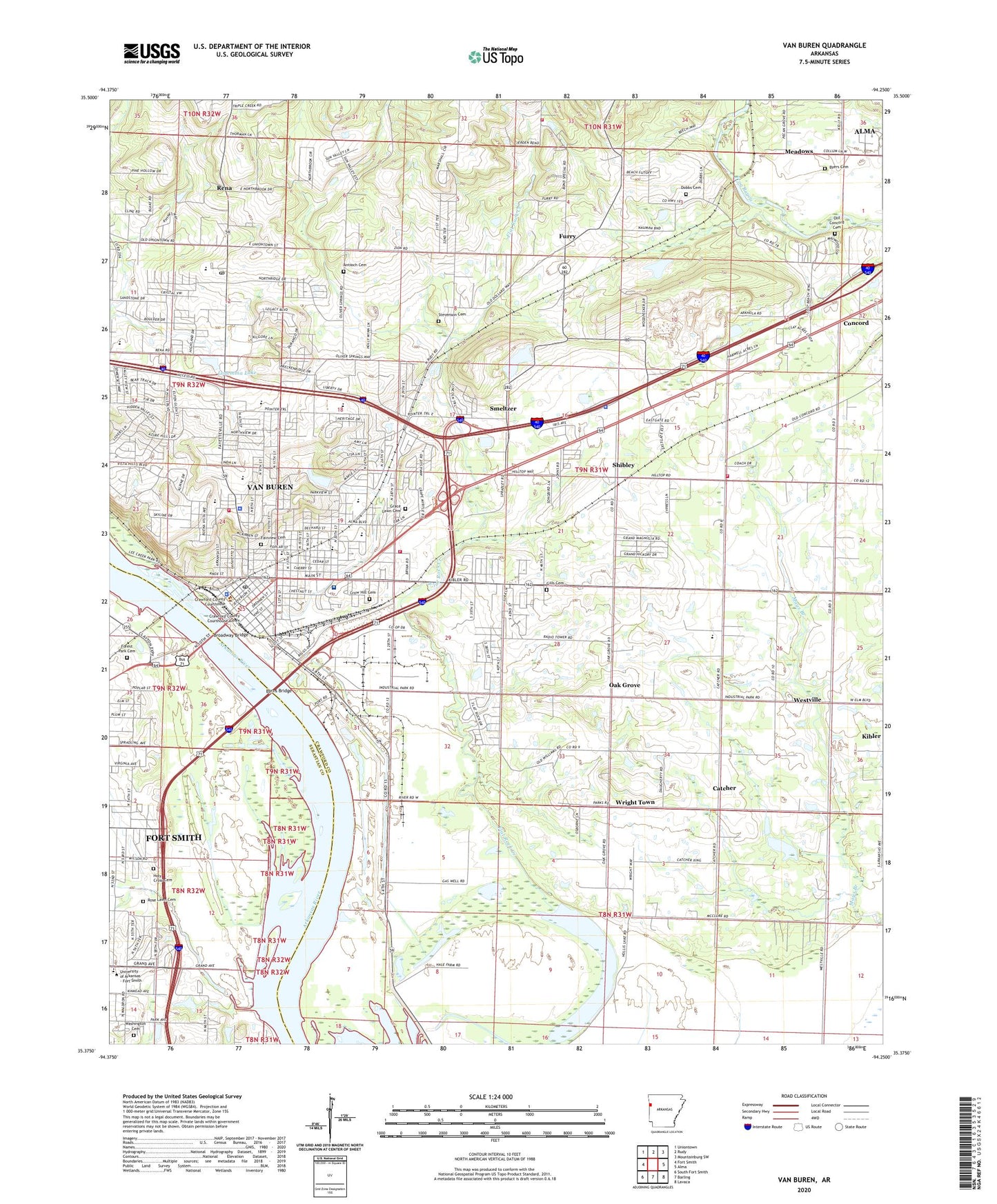 Van Buren Arkansas US Topo Map Image