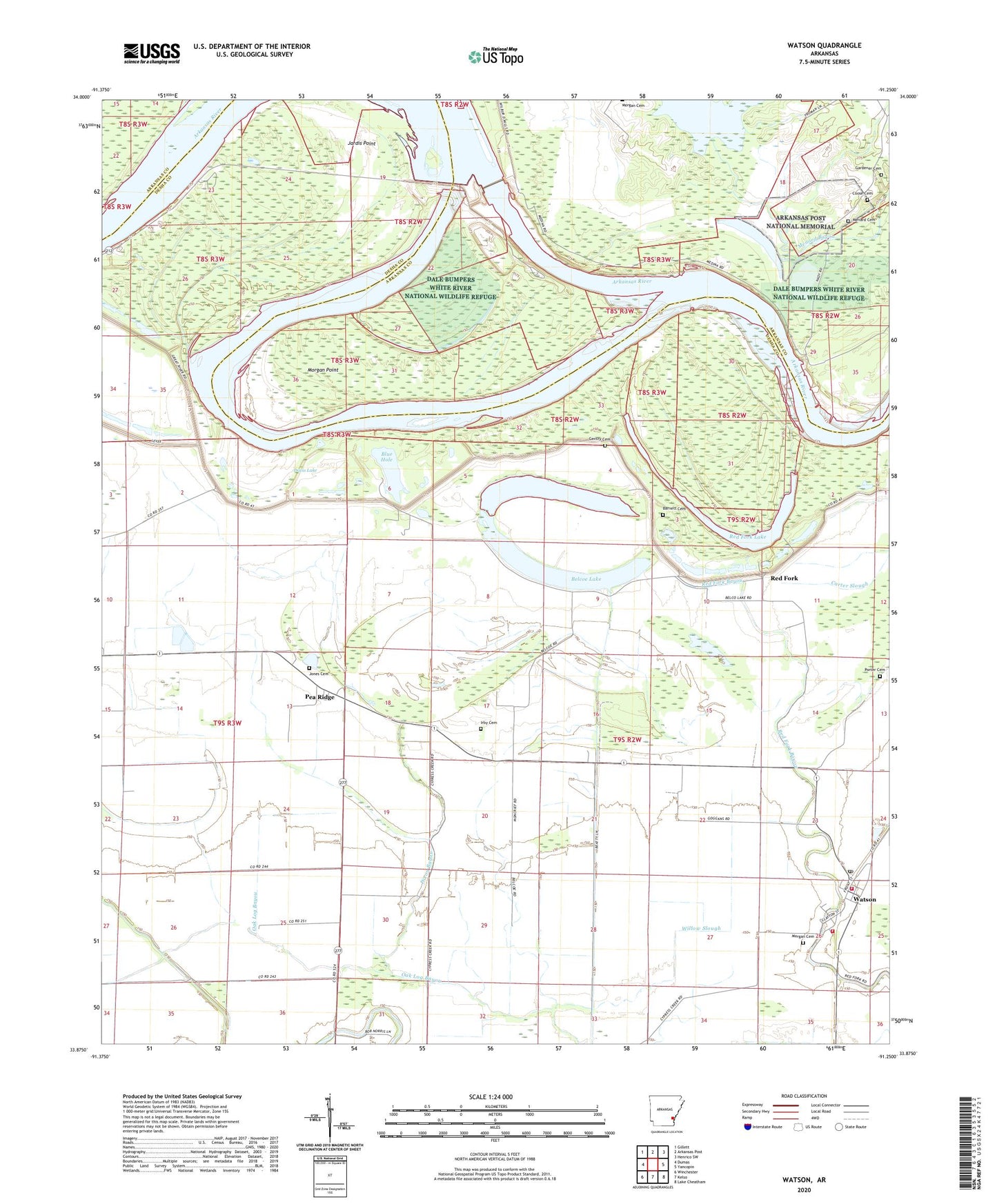 Watson Arkansas US Topo Map Image