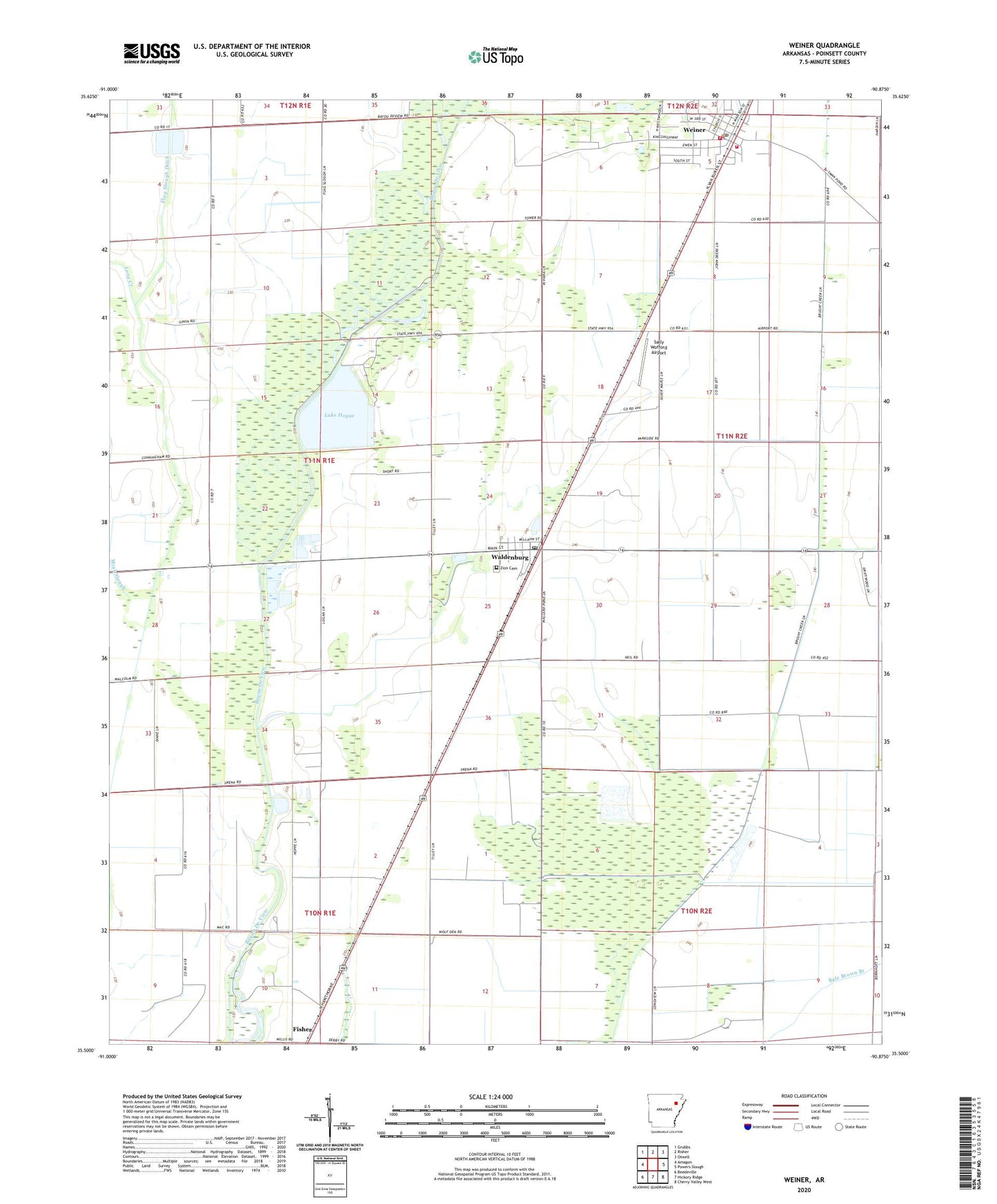 Weiner Arkansas US Topo Map Image
