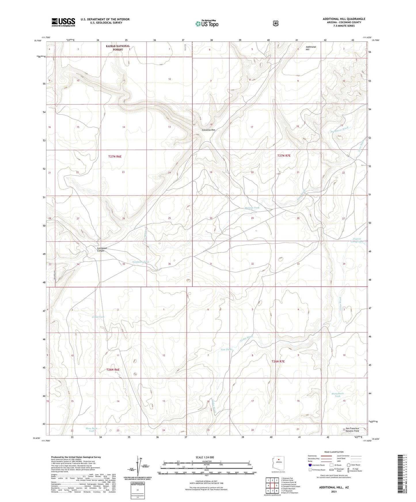 Additional Hill Arizona US Topo Map Image