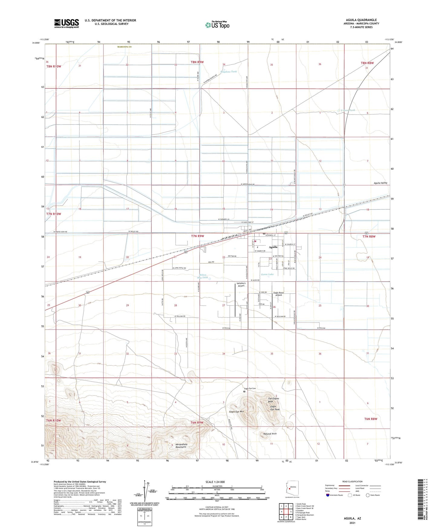 Aguila Arizona US Topo Map Image