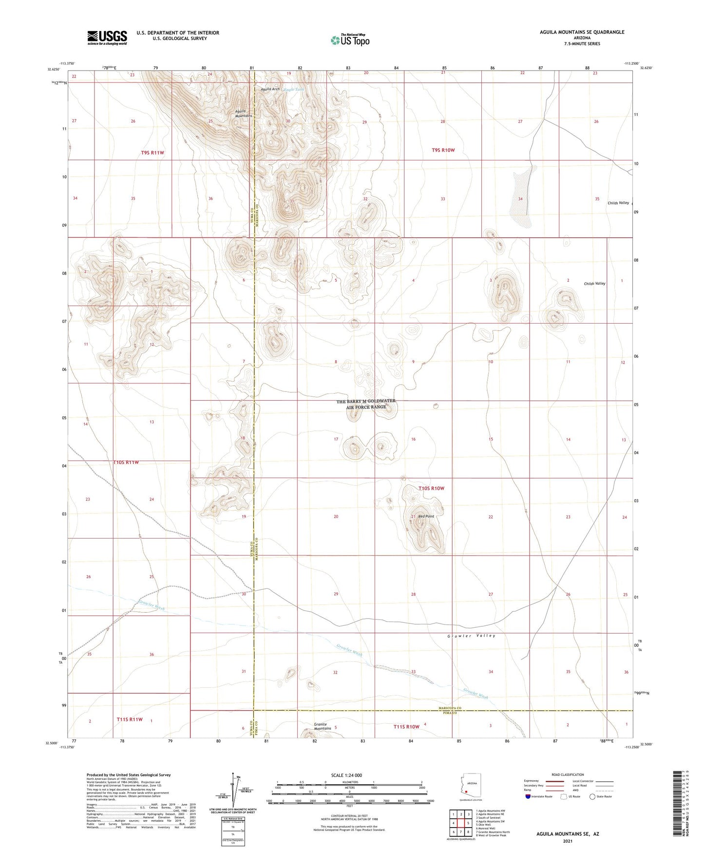 Aguila Mountains SE Arizona US Topo Map Image