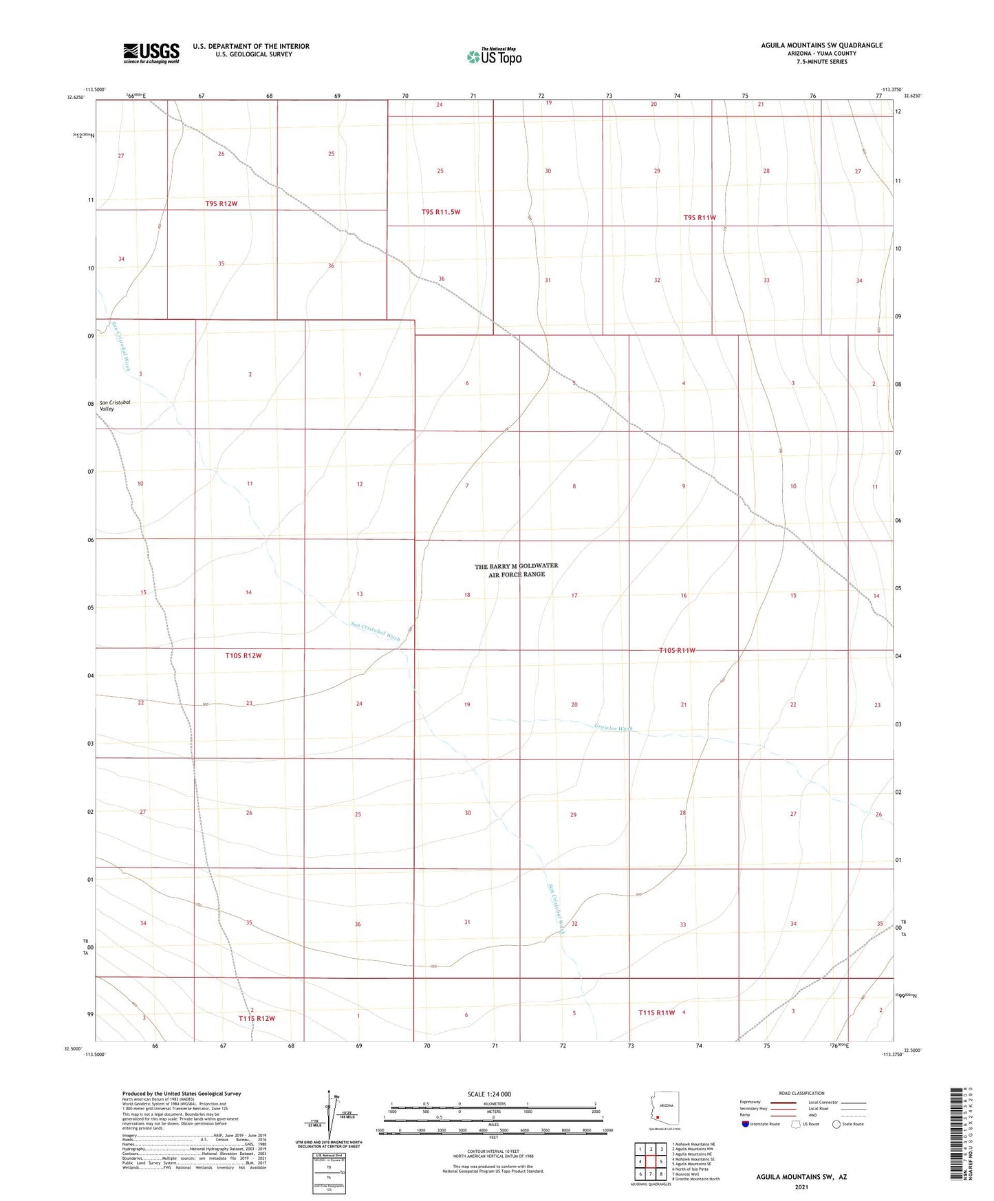 Aguila Mountains SW Arizona US Topo Map Image