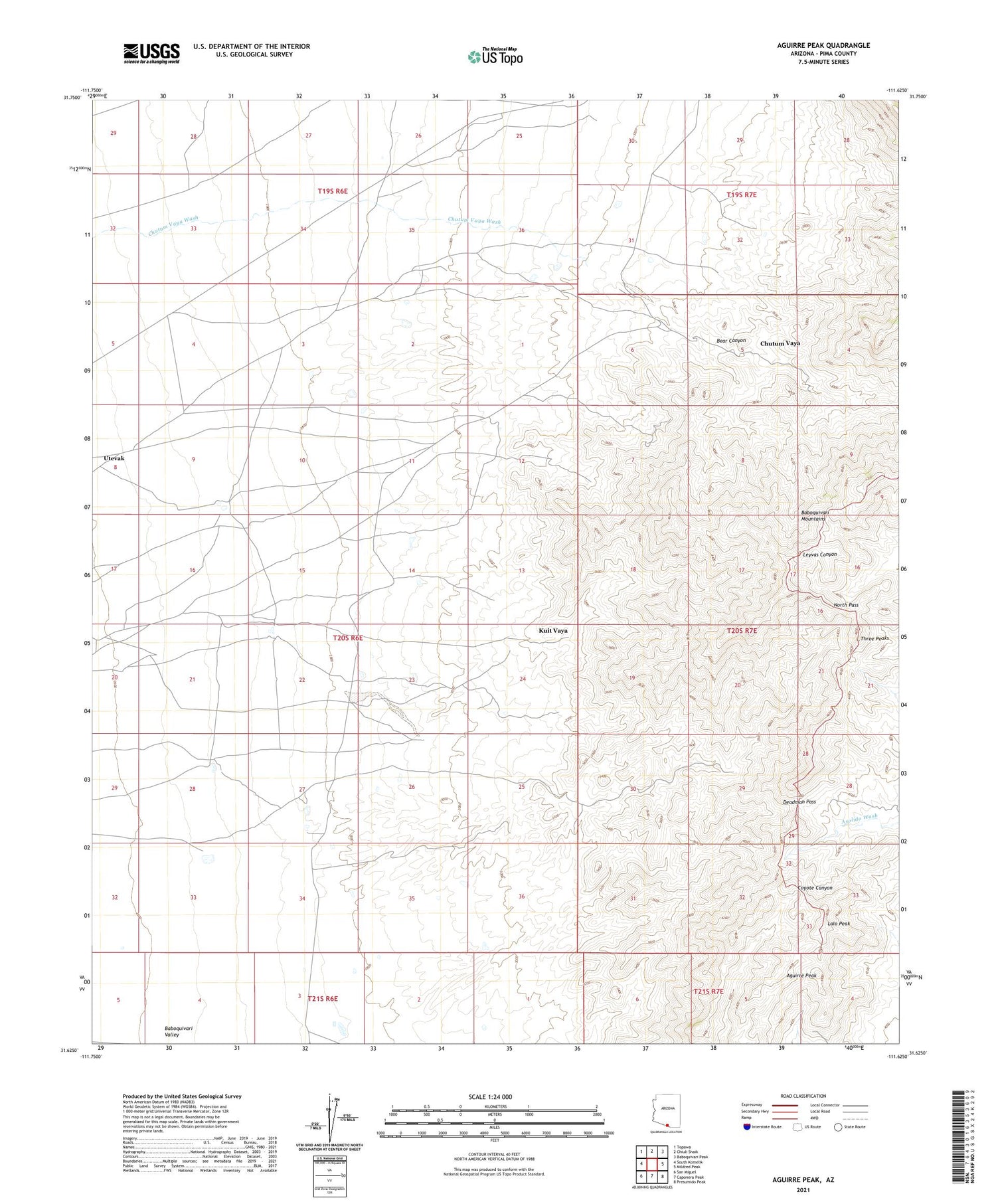 Aguirre Peak Arizona US Topo Map Image