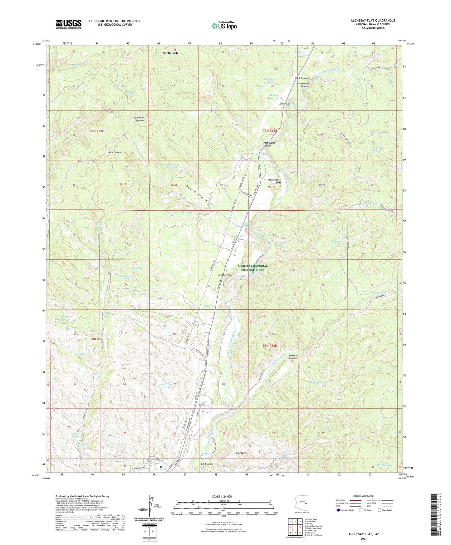 Alchesay Flat Arizona US Topo Map Image