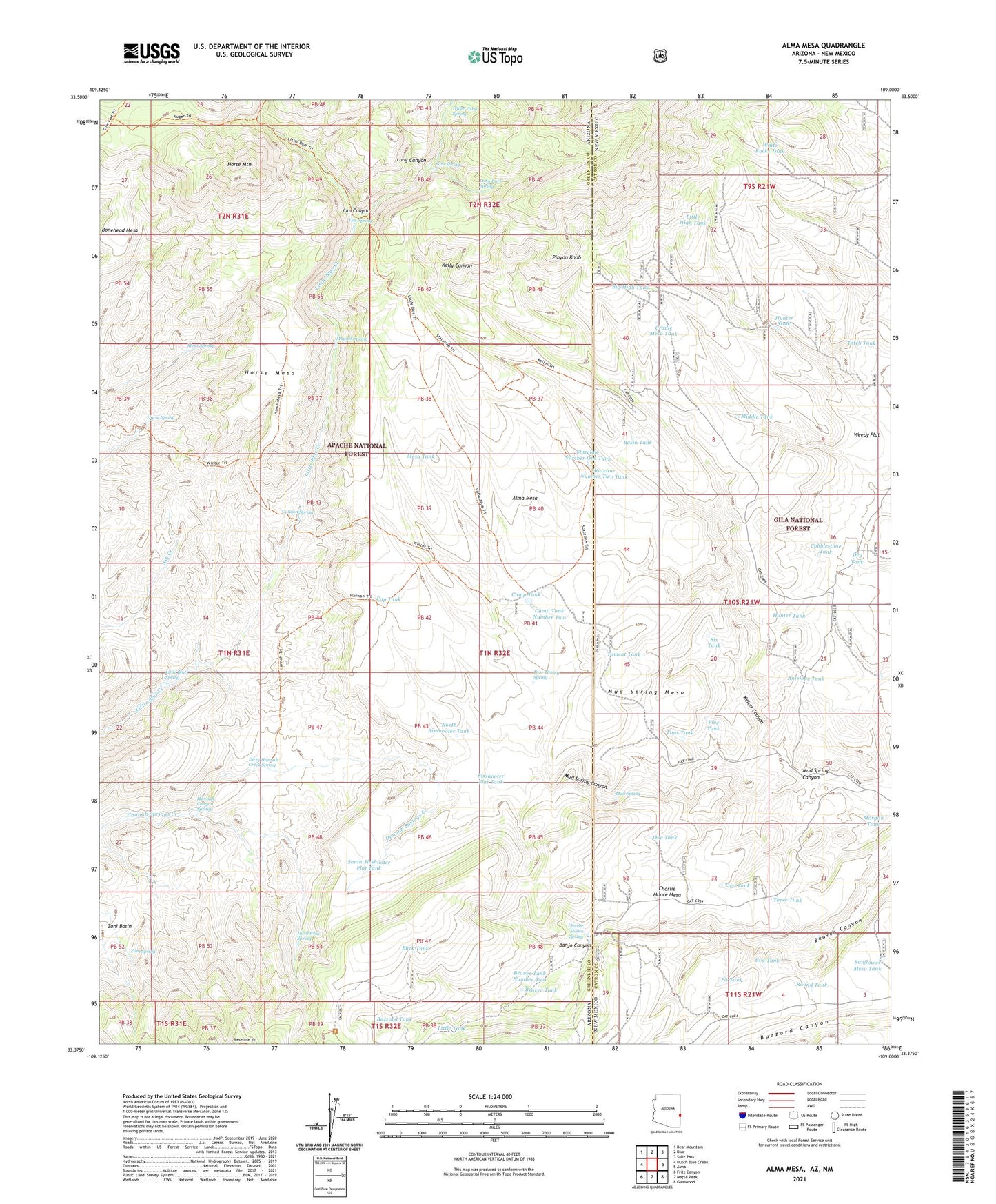 Alma Mesa Arizona US Topo Map Image