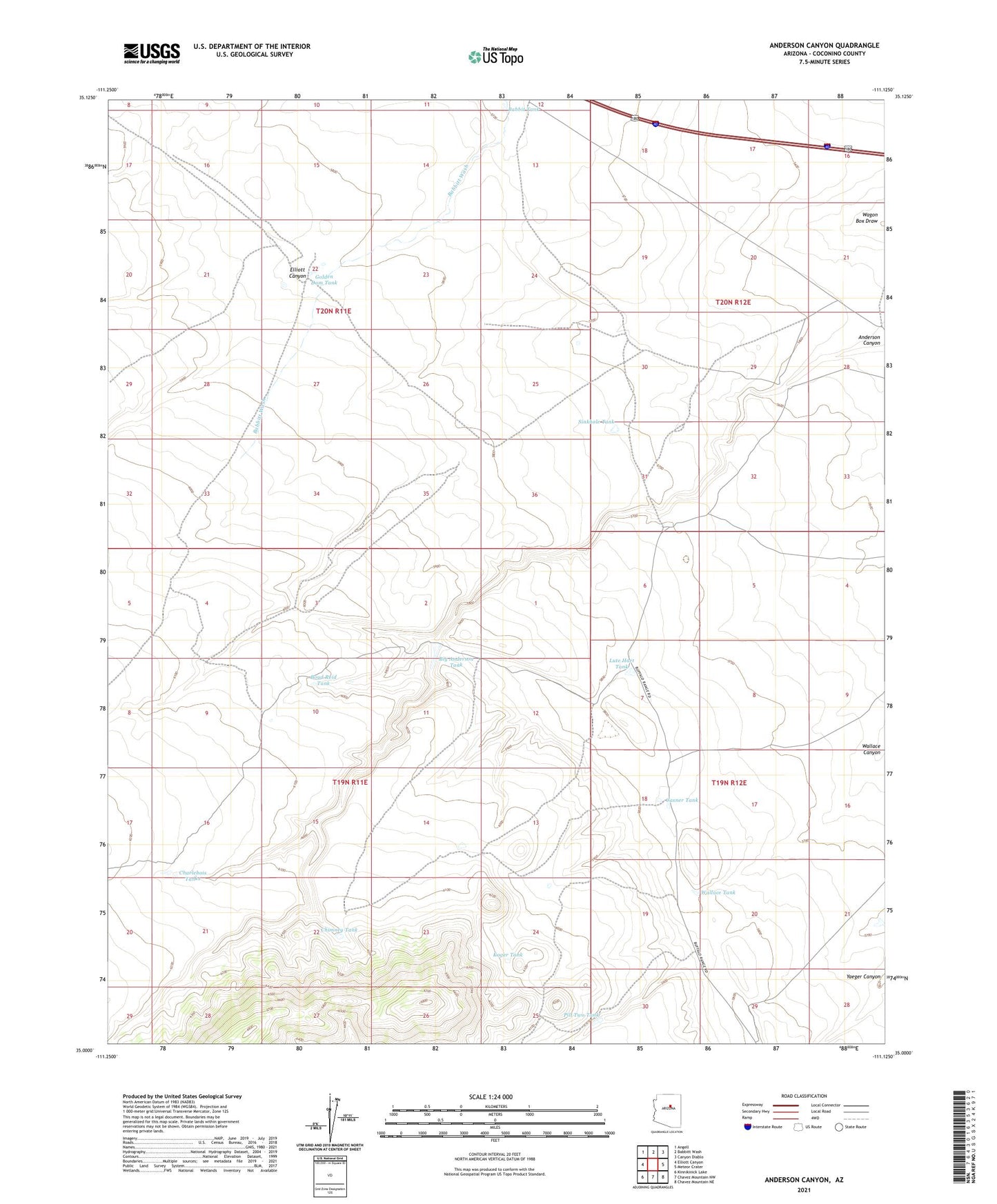 Anderson Canyon Arizona US Topo Map Image