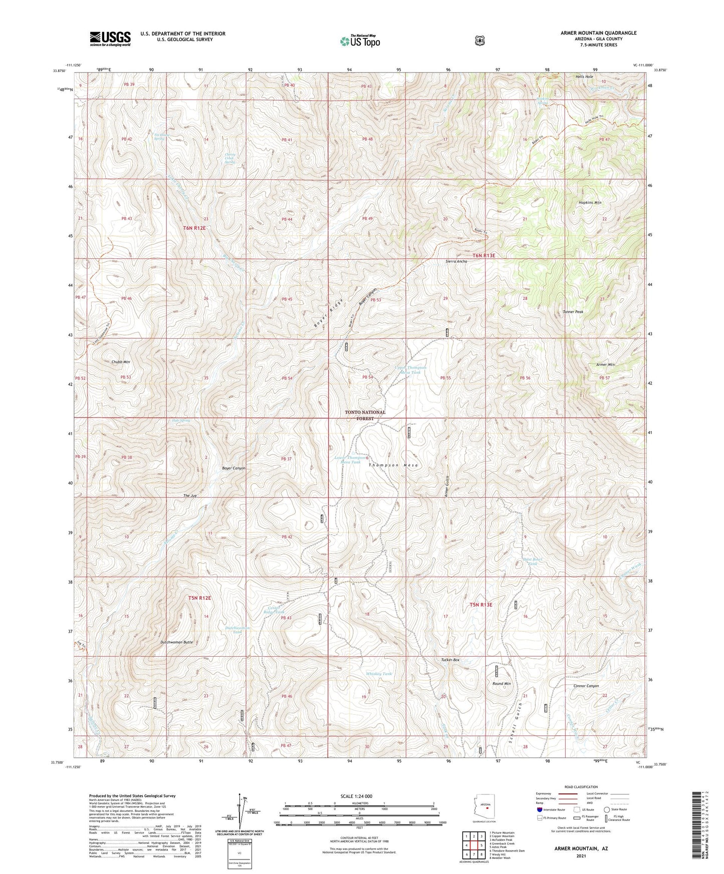 Armer Mountain Arizona US Topo Map Image
