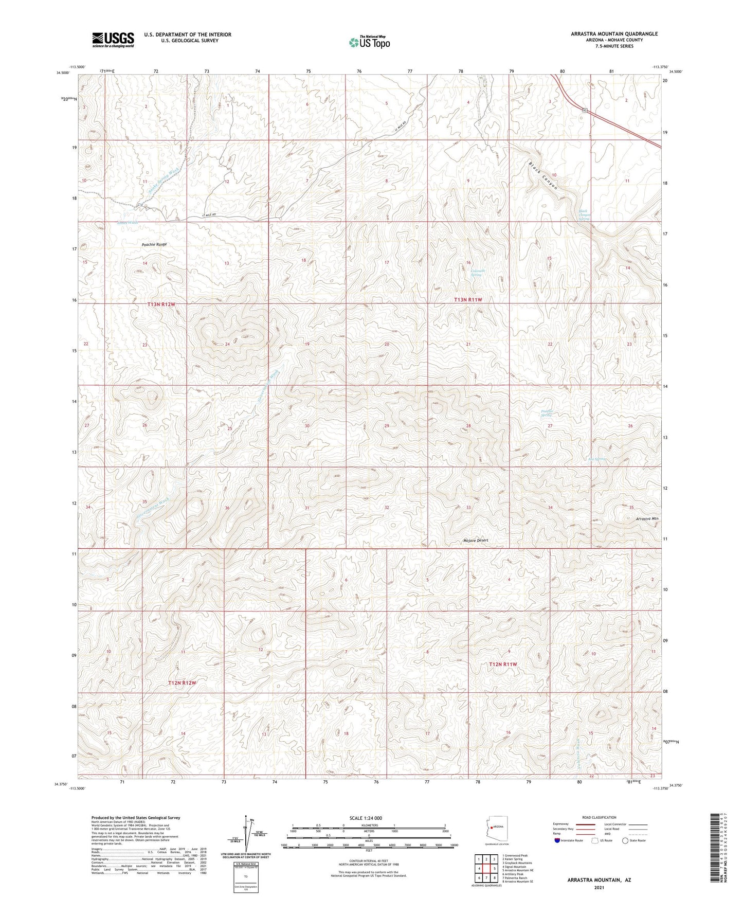 Arrastra Mountain Arizona US Topo Map Image