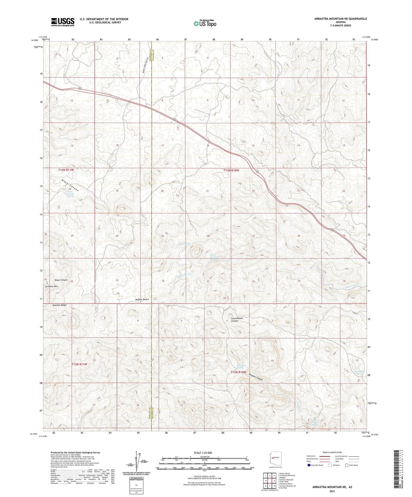 Arrastra Mountain NE Arizona US Topo Map Image