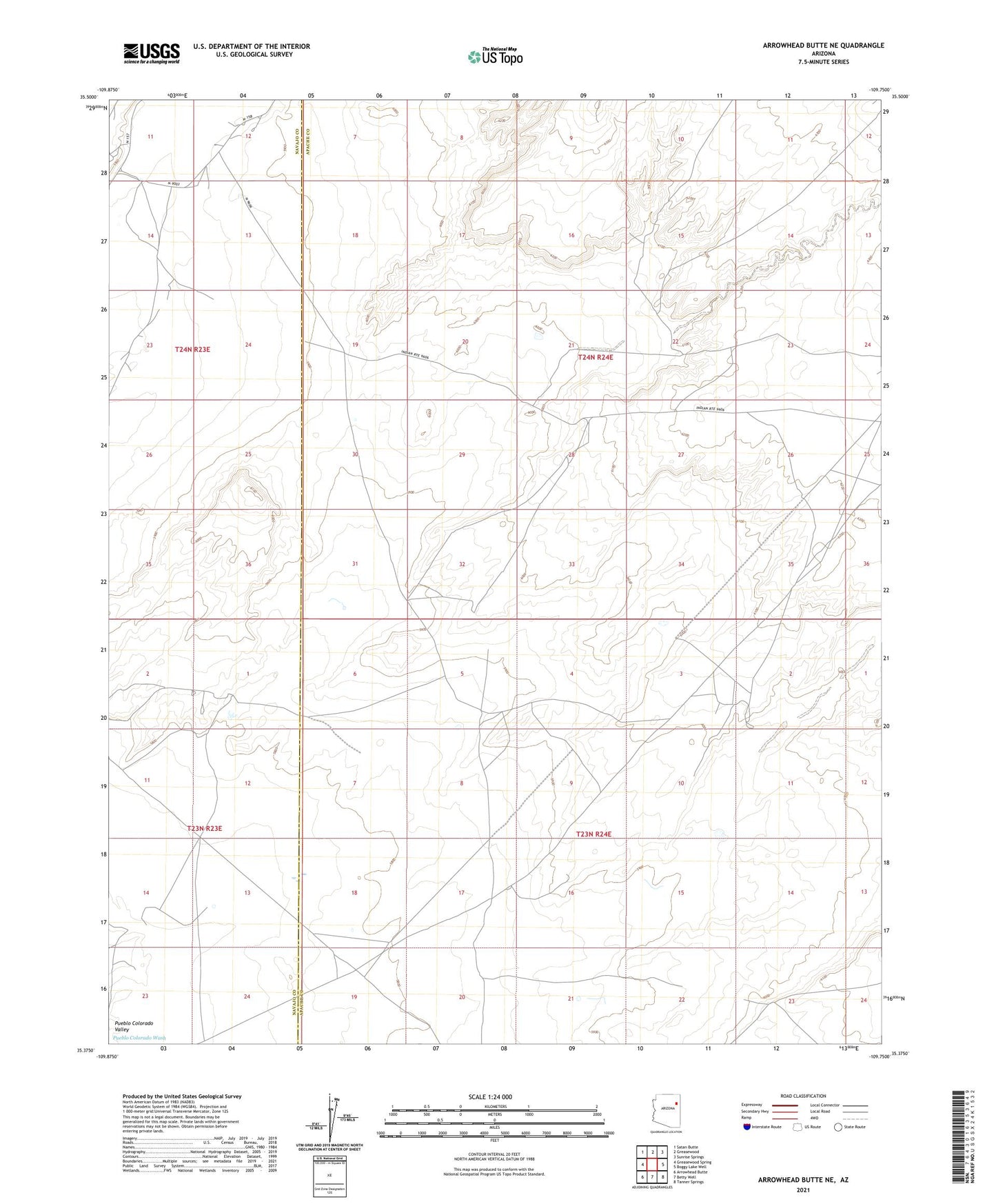 Arrowhead Butte NE Arizona US Topo Map Image