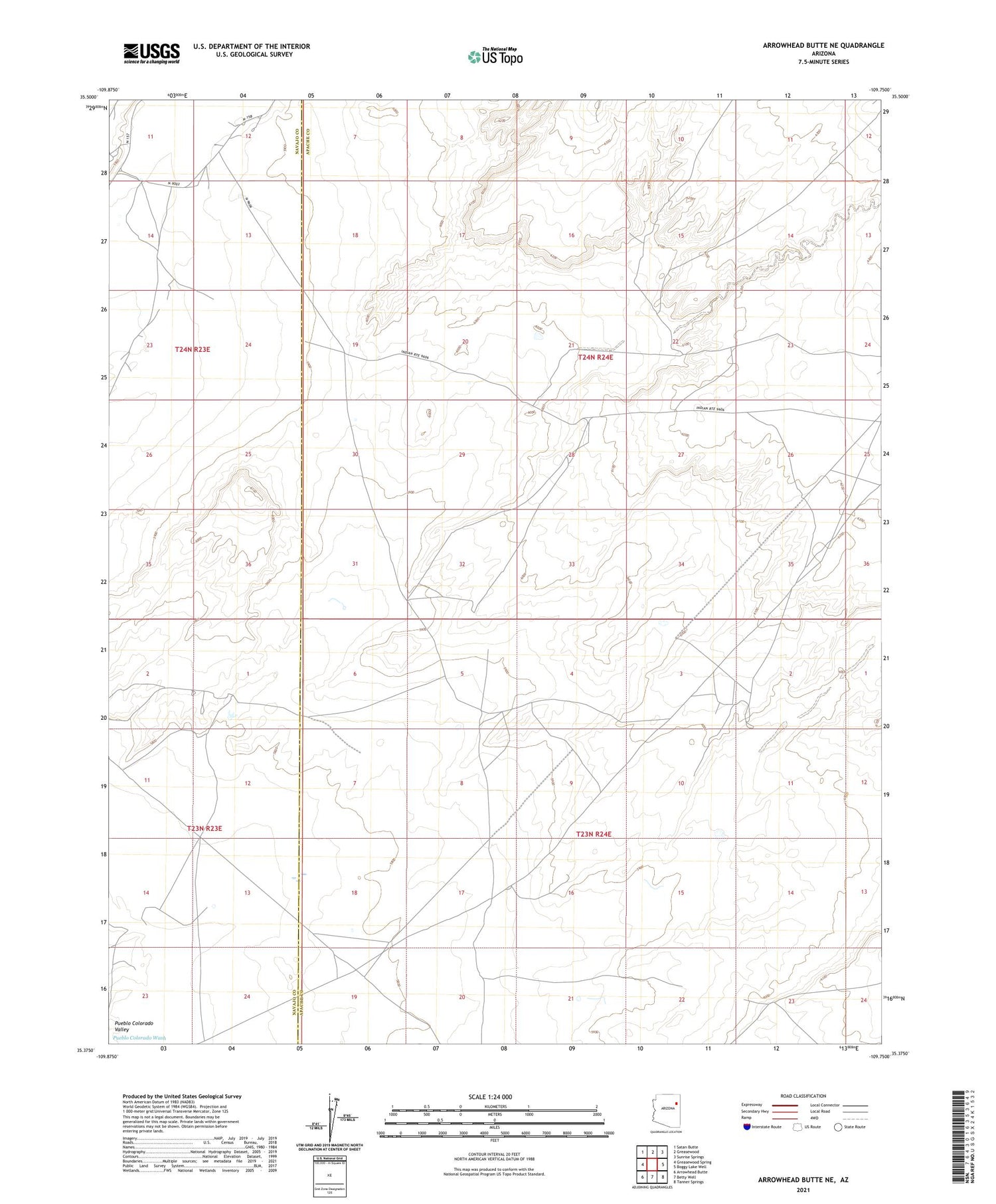 Arrowhead Butte NE Arizona US Topo Map Image
