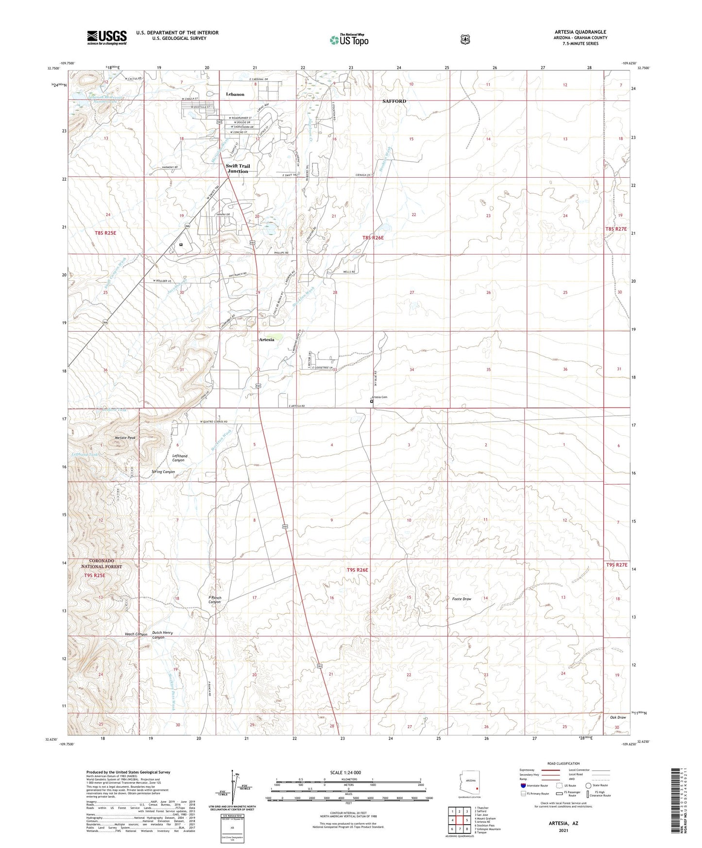 Artesia Arizona US Topo Map Image