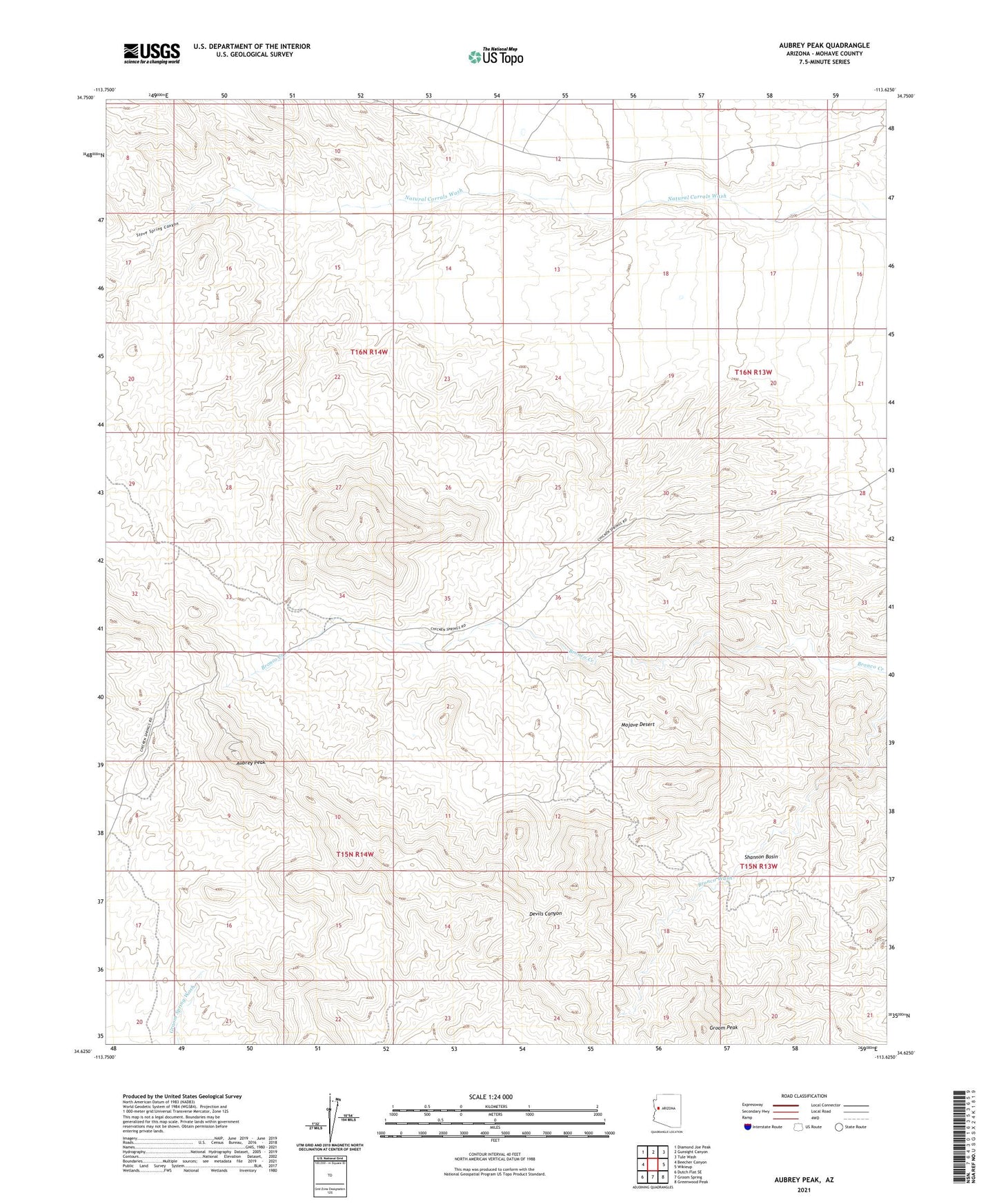 Aubrey Peak Arizona US Topo Map Image