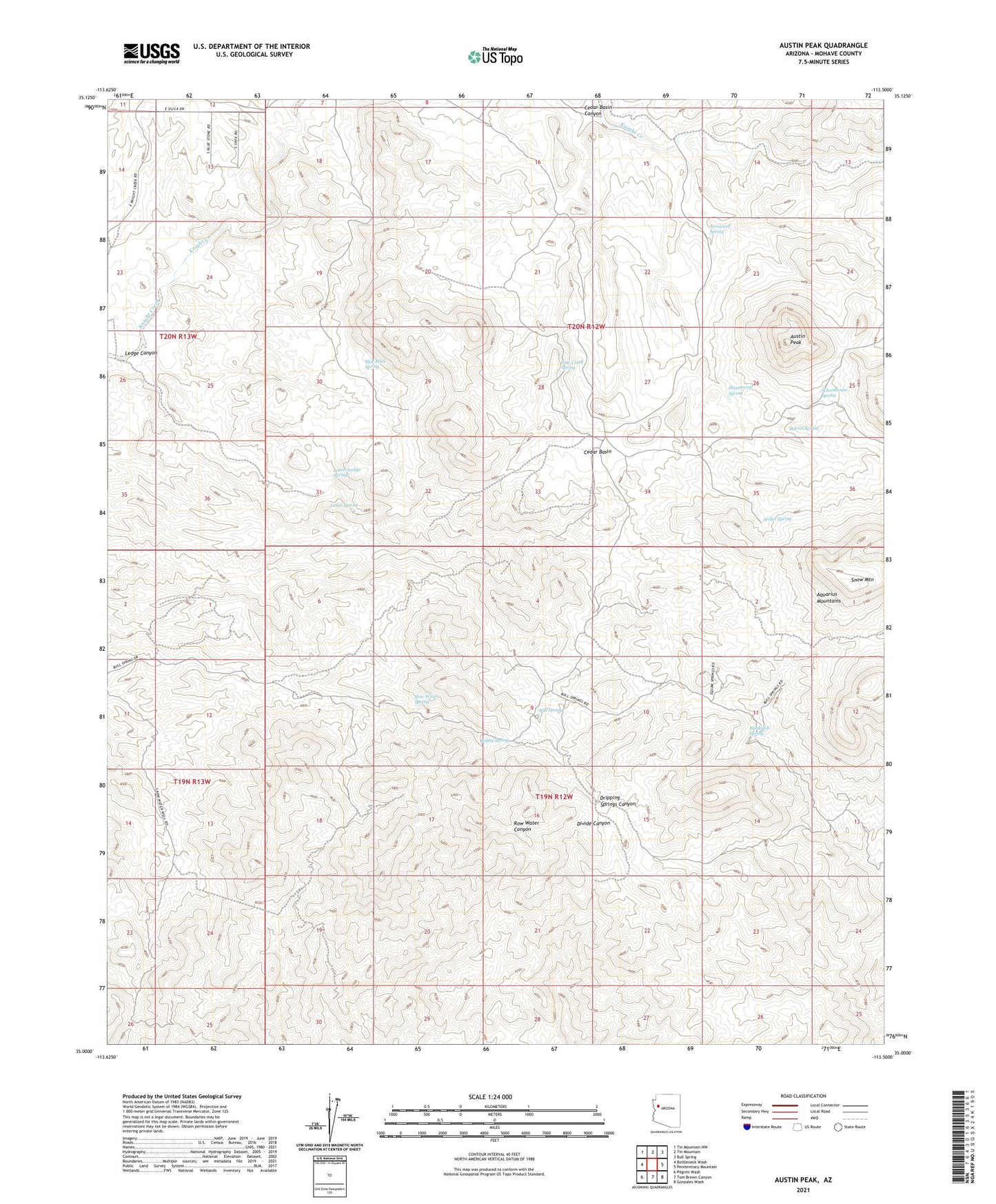 Austin Peak Arizona US Topo Map Image