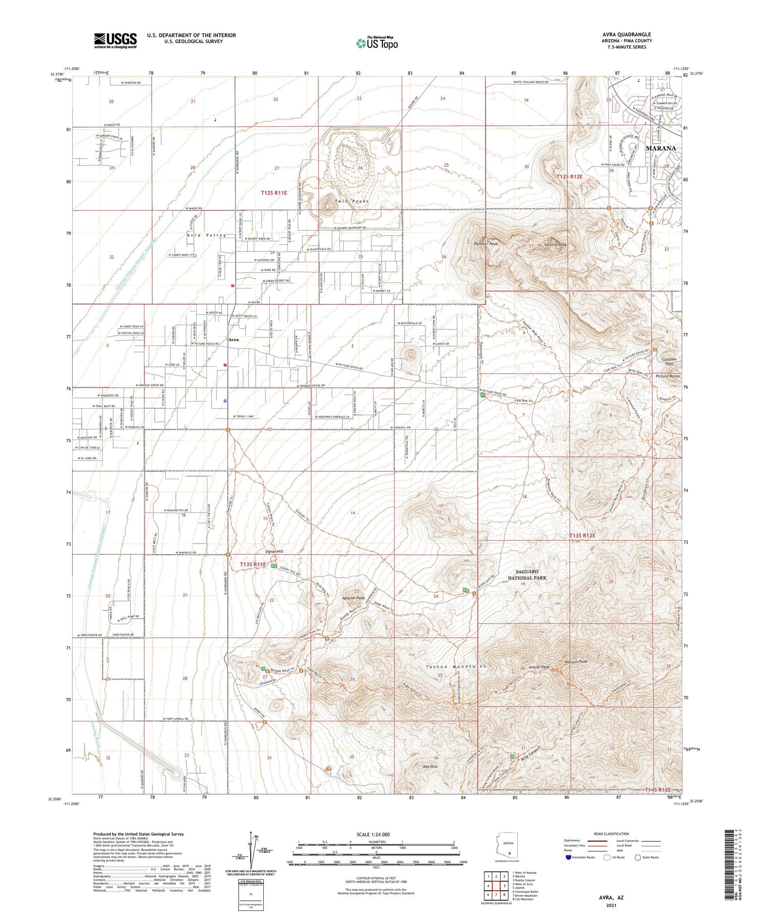 Avra Arizona US Topo Map Image