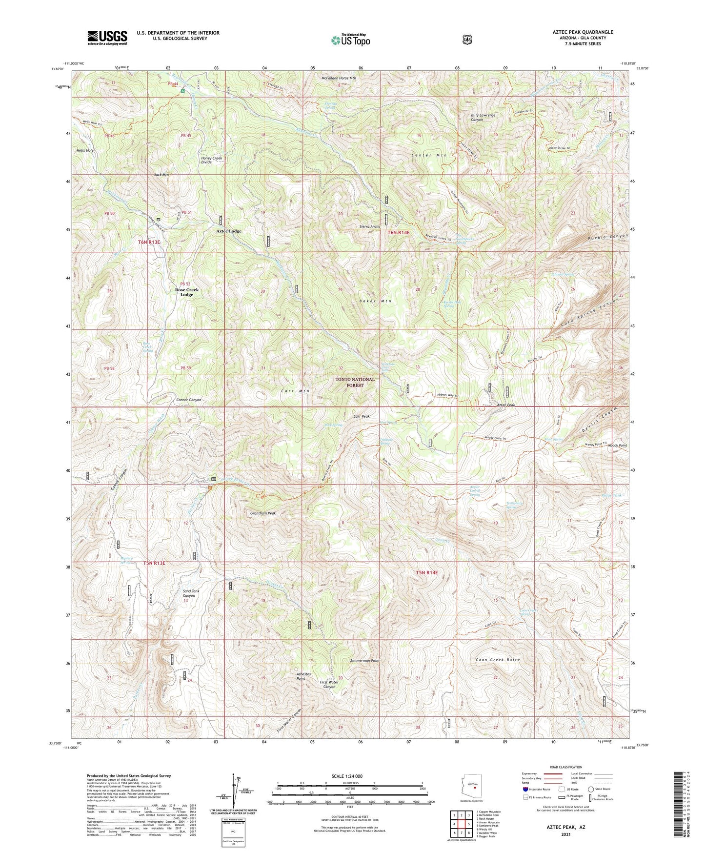 Aztec Peak Arizona US Topo Map Image