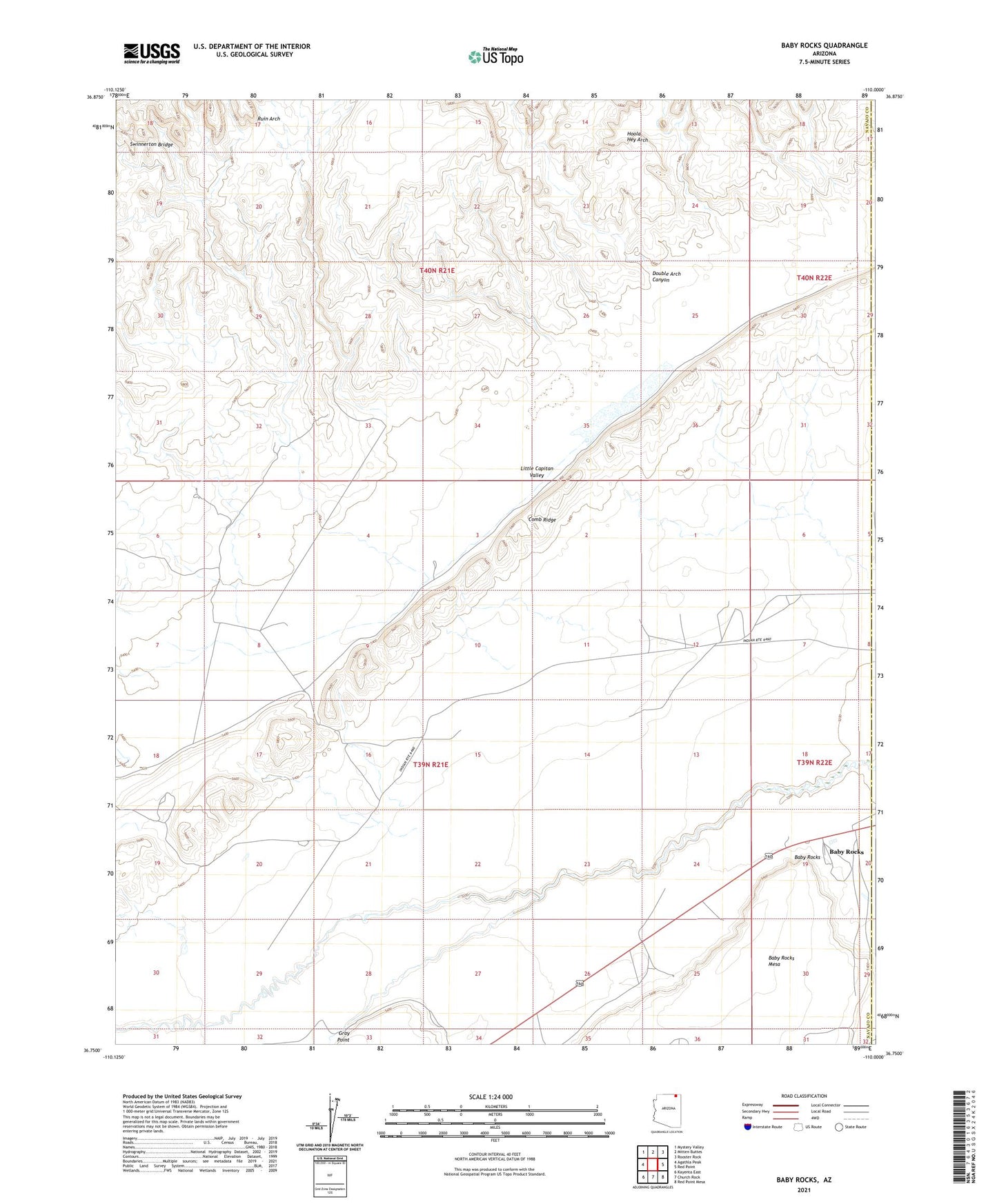 Baby Rocks Arizona US Topo Map Image