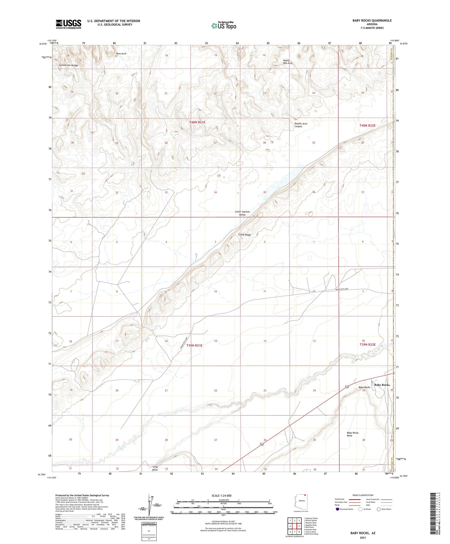 Baby Rocks Arizona US Topo Map Image