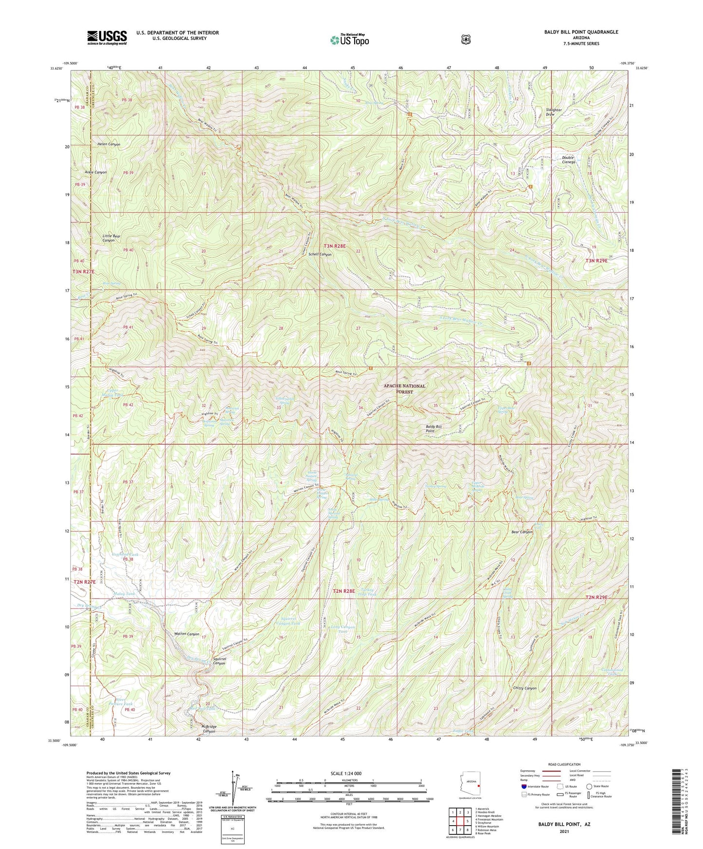 Baldy Bill Point Arizona US Topo Map Image