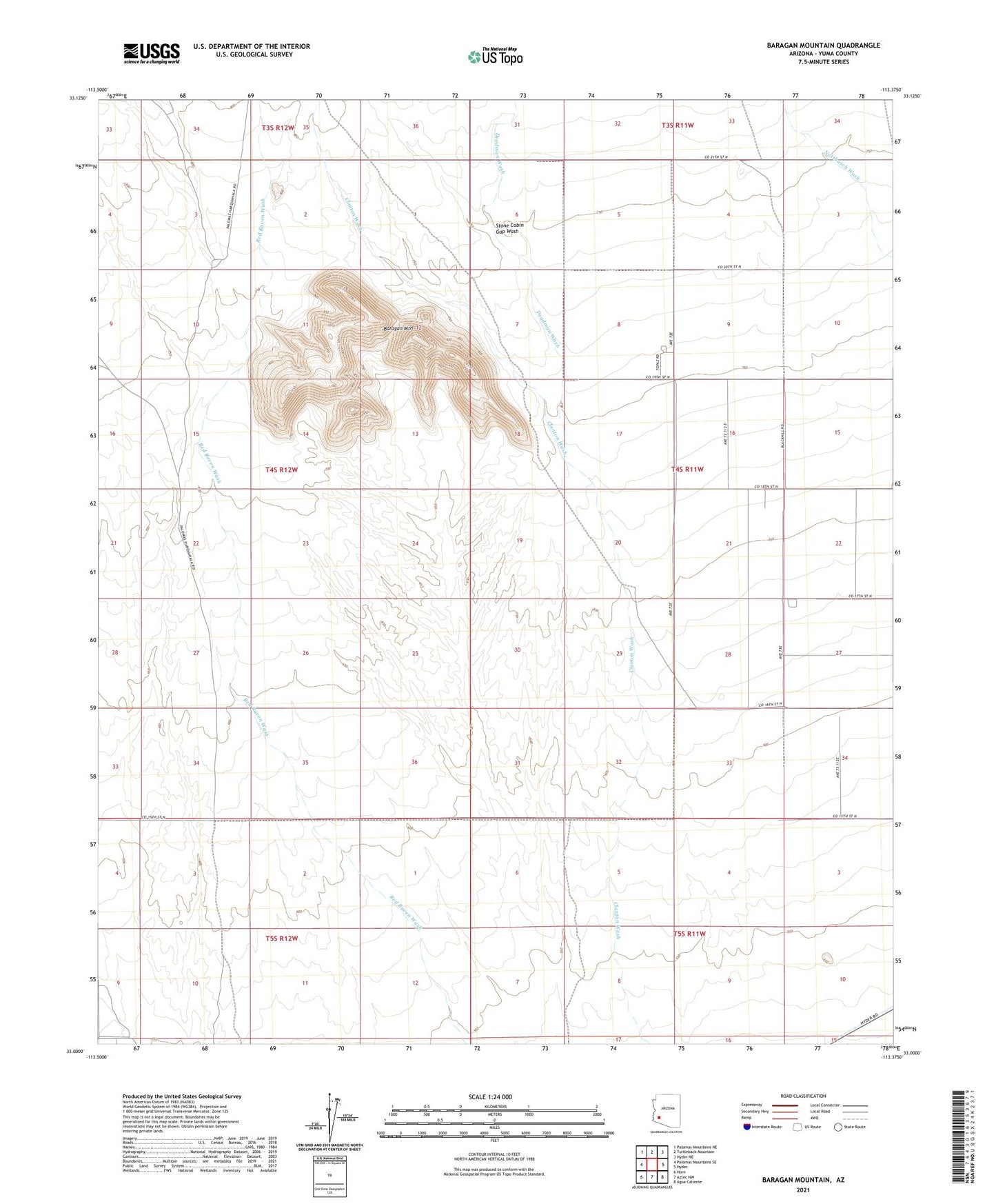 Baragan Mountain Arizona US Topo Map Image