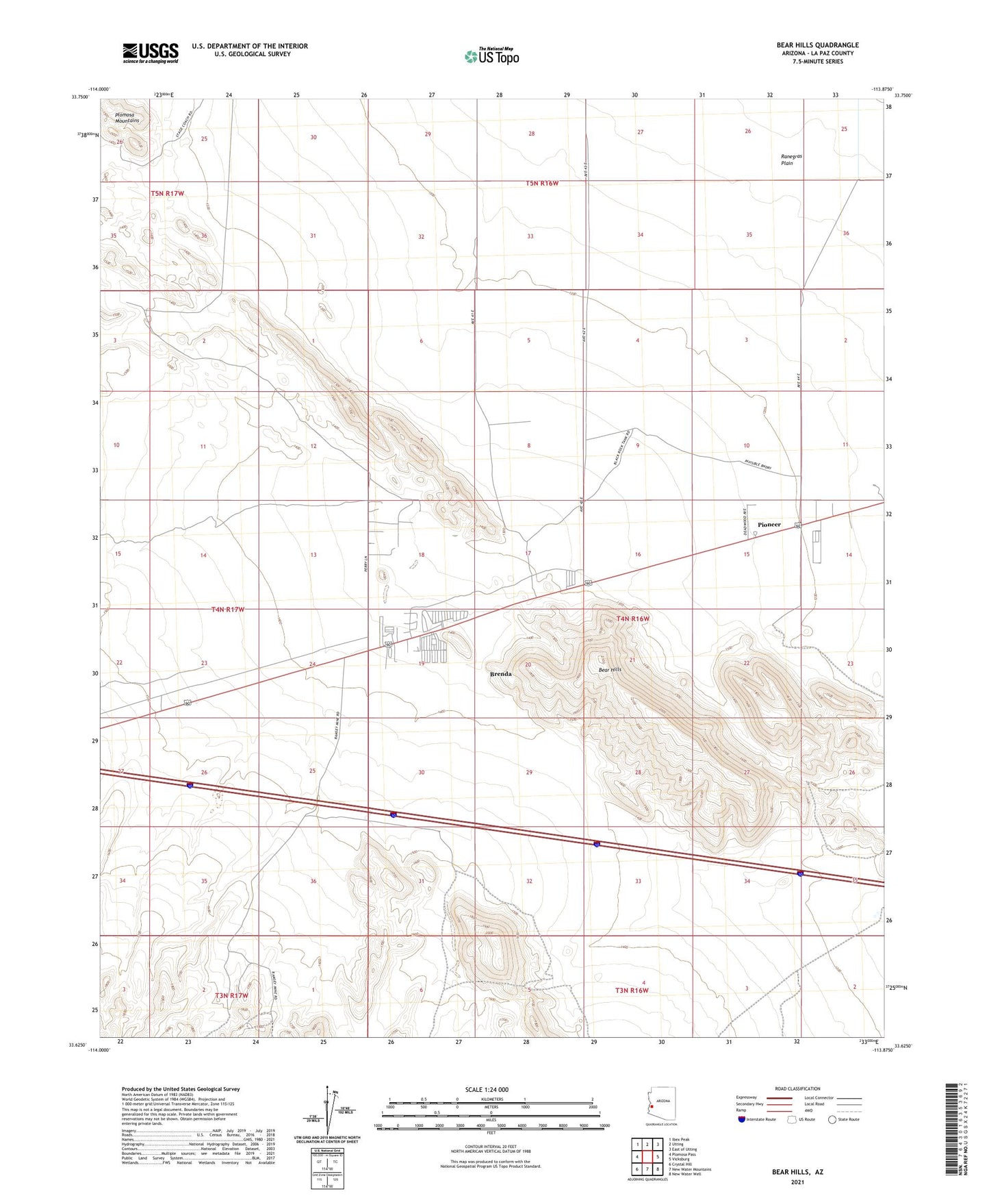 Bear Hills Arizona US Topo Map Image