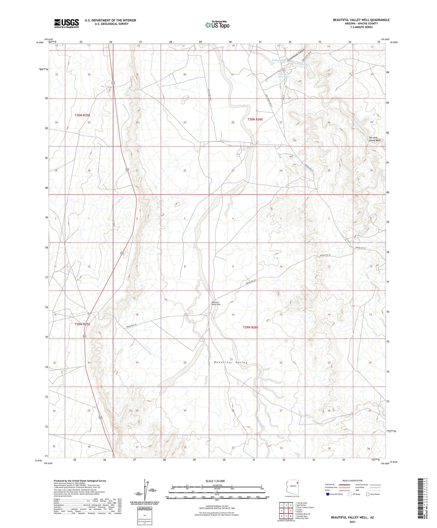Beautiful Valley Well Arizona US Topo Map Image