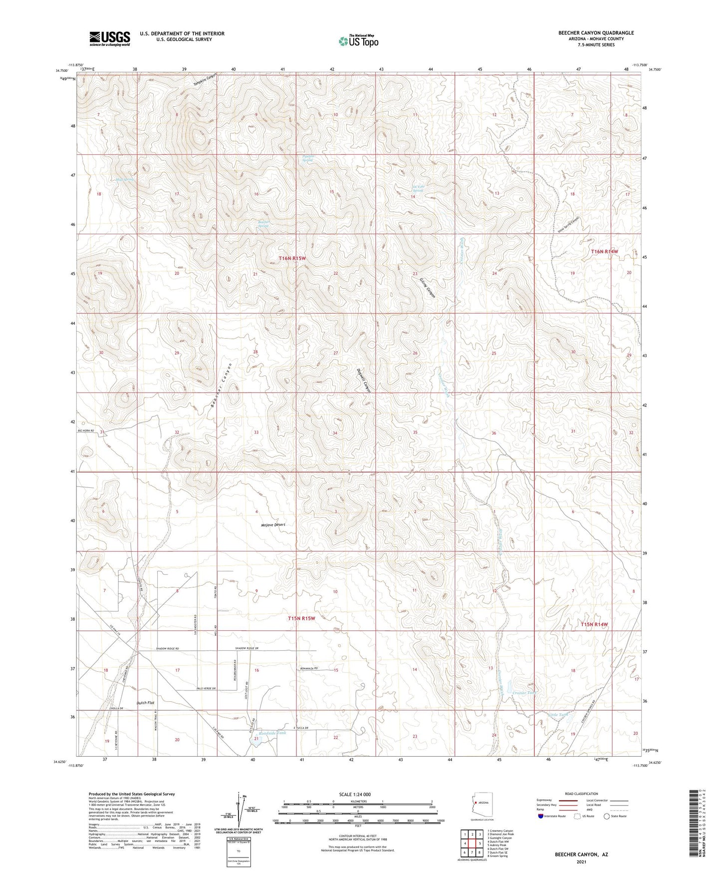 Beecher Canyon Arizona US Topo Map Image