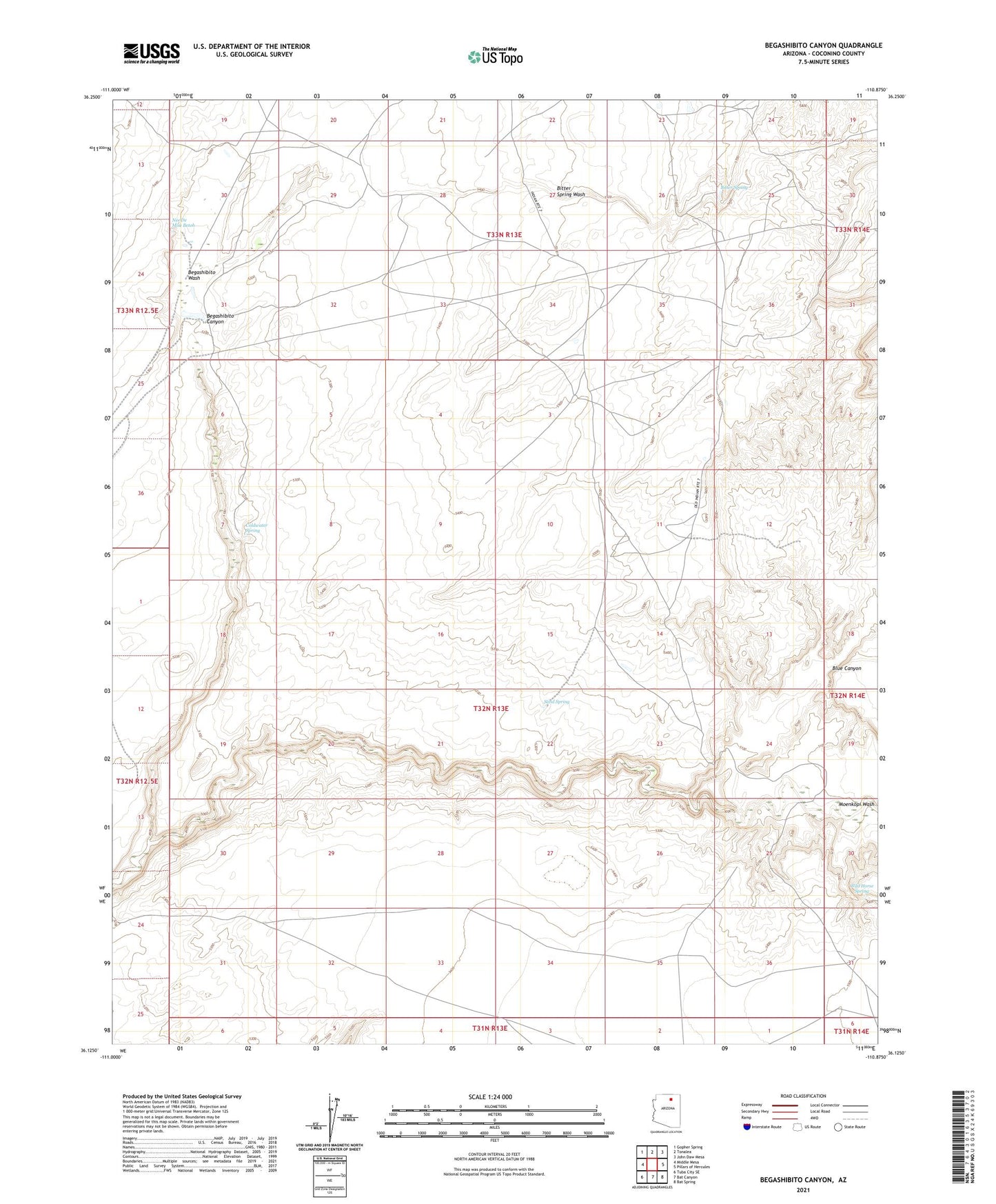 Begashibito Canyon Arizona US Topo Map Image