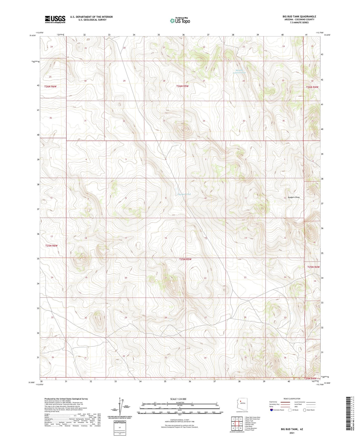 Big Bud Tank Arizona US Topo Map Image