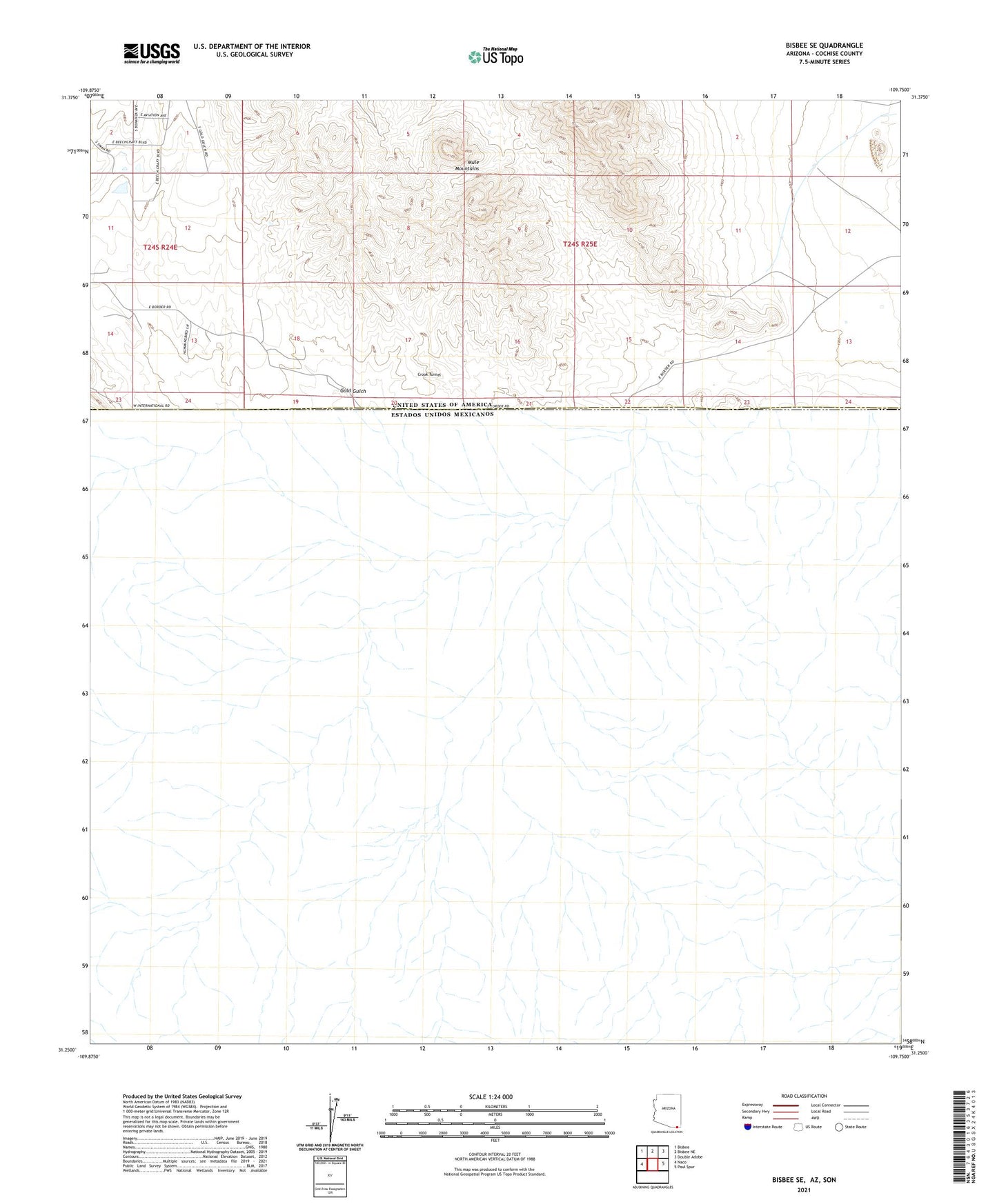 Bisbee SE Arizona US Topo Map Image