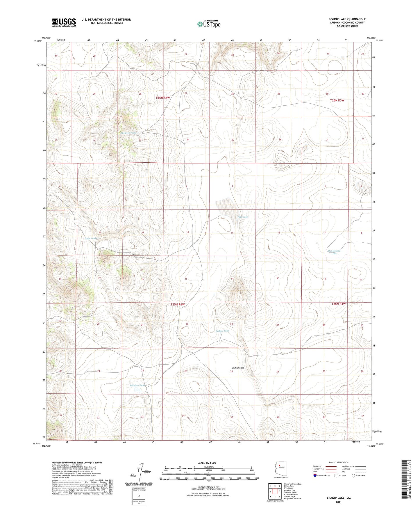 Bishop Lake Arizona US Topo Map Image