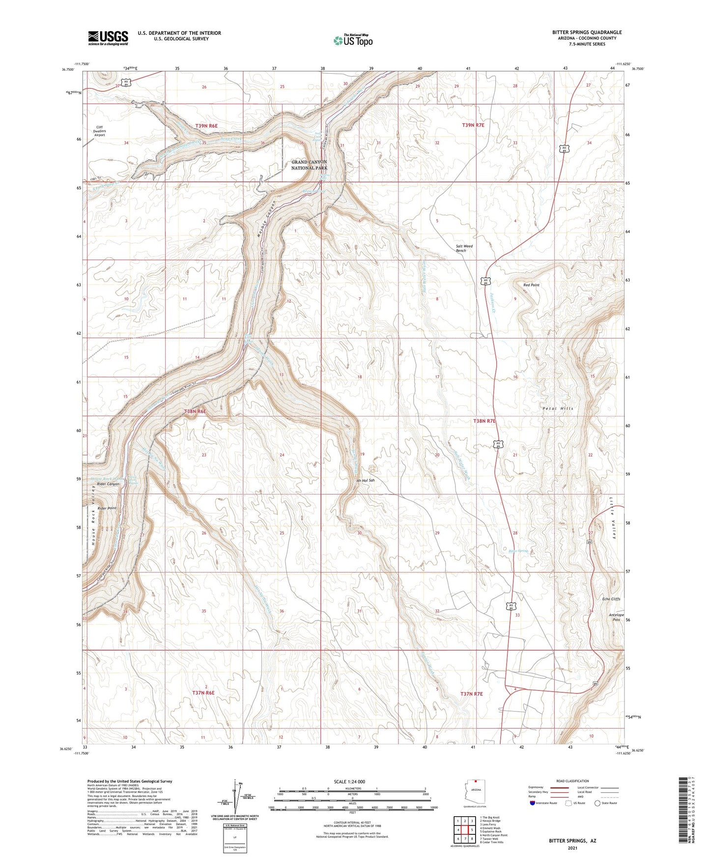 Bitter Springs Arizona US Topo Map Image