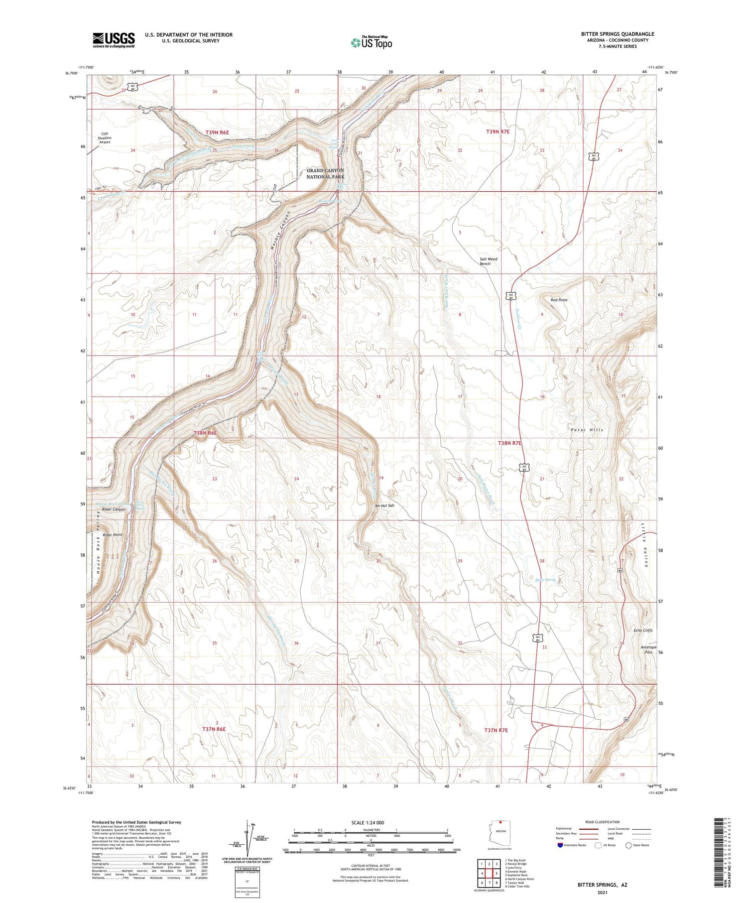 Bitter Springs Arizona US Topo Map Image
