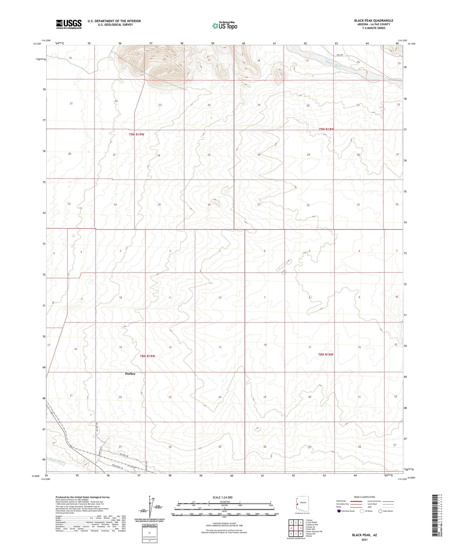 Black Peak Arizona US Topo Map Image