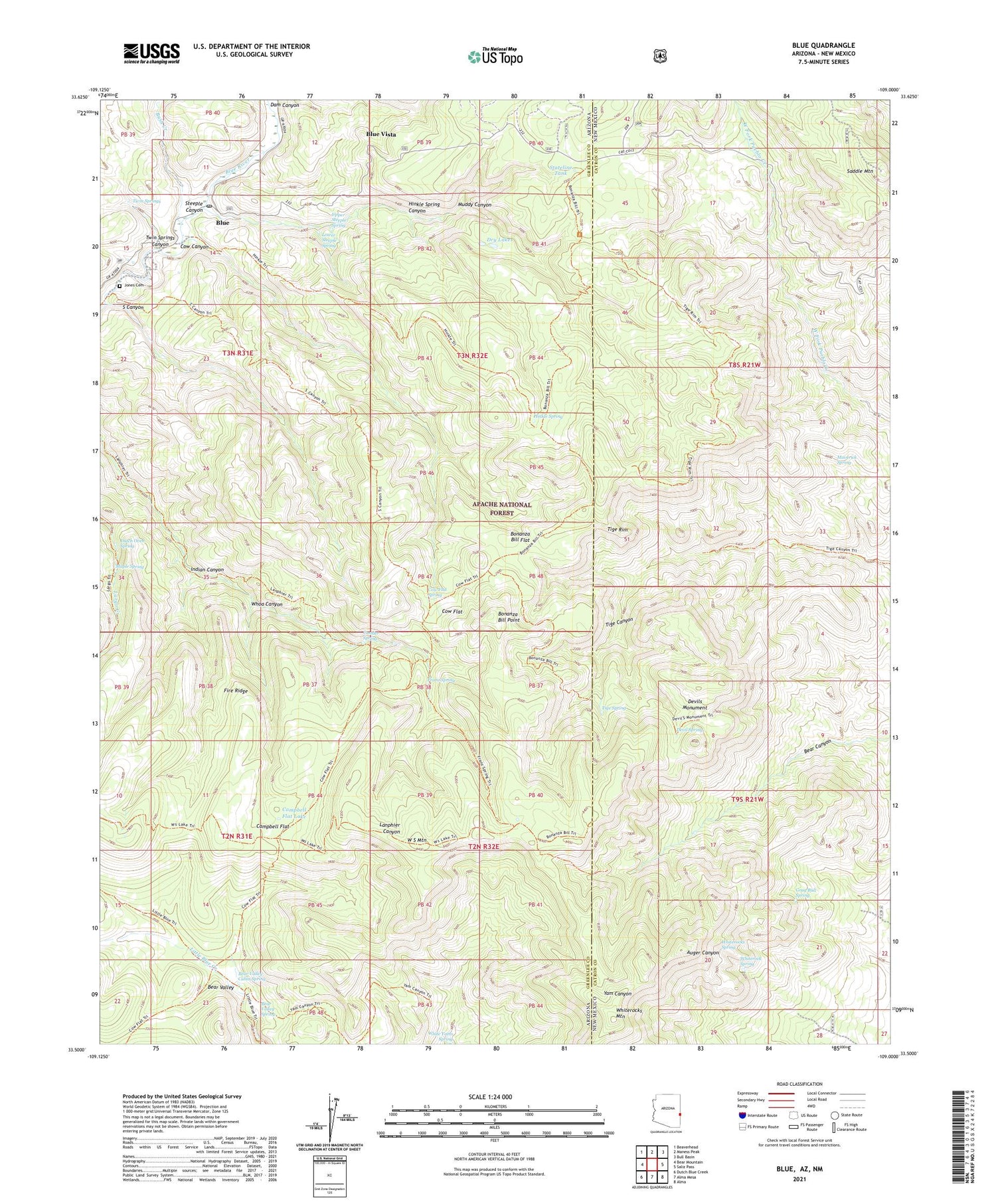 Blue Arizona US Topo Map Image