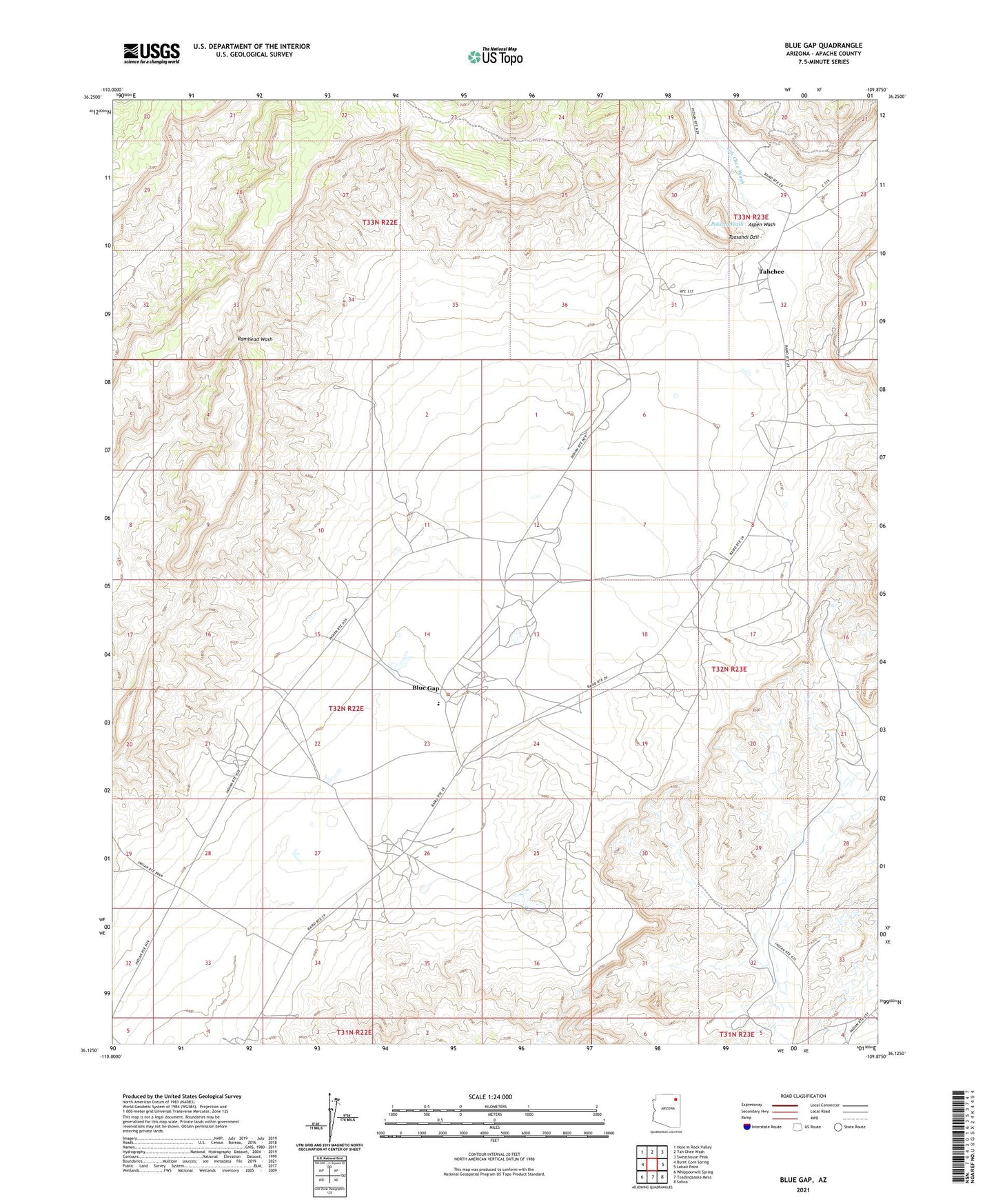 Blue Gap Arizona US Topo Map Image