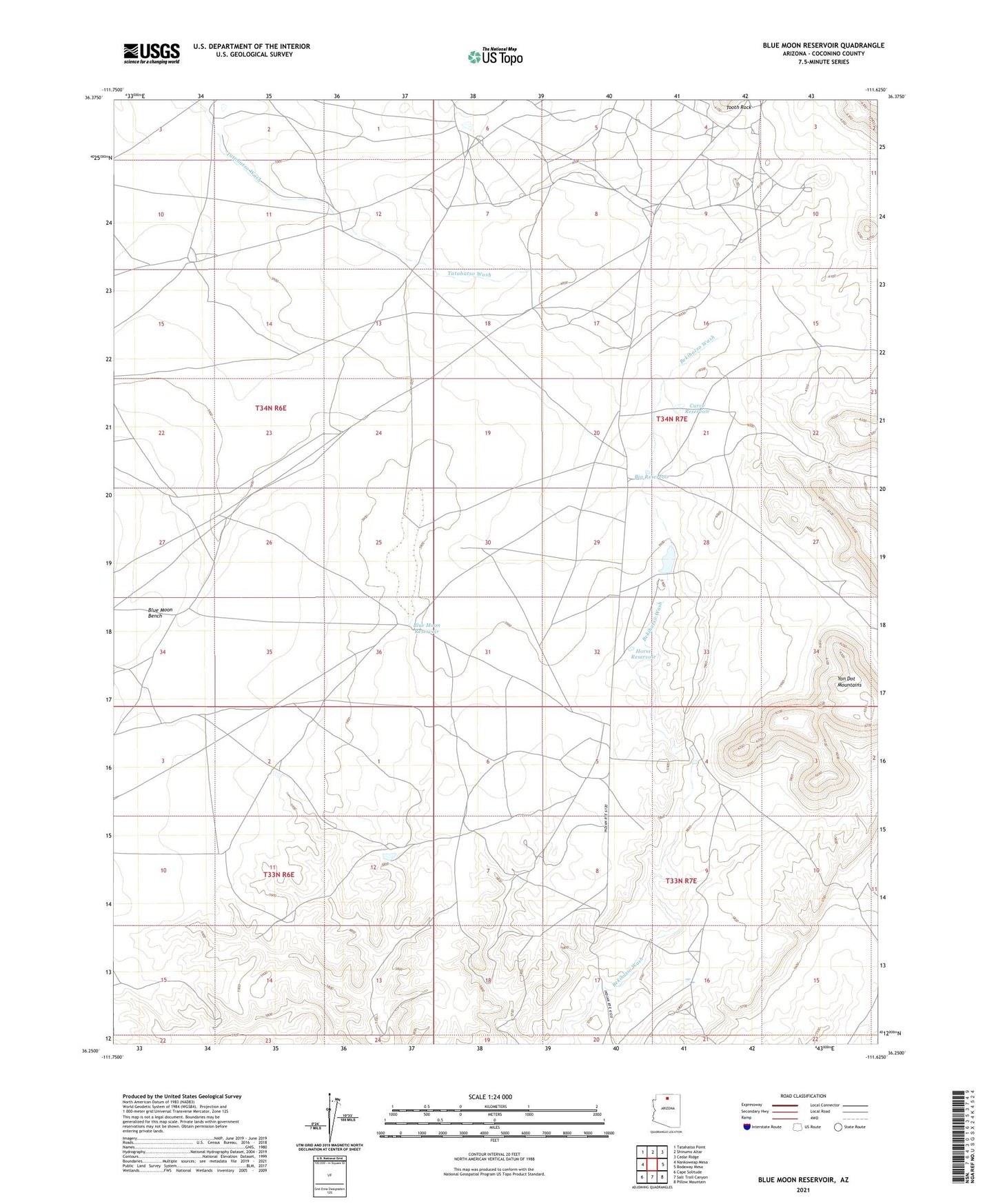 Blue Moon Reservoir Arizona US Topo Map Image