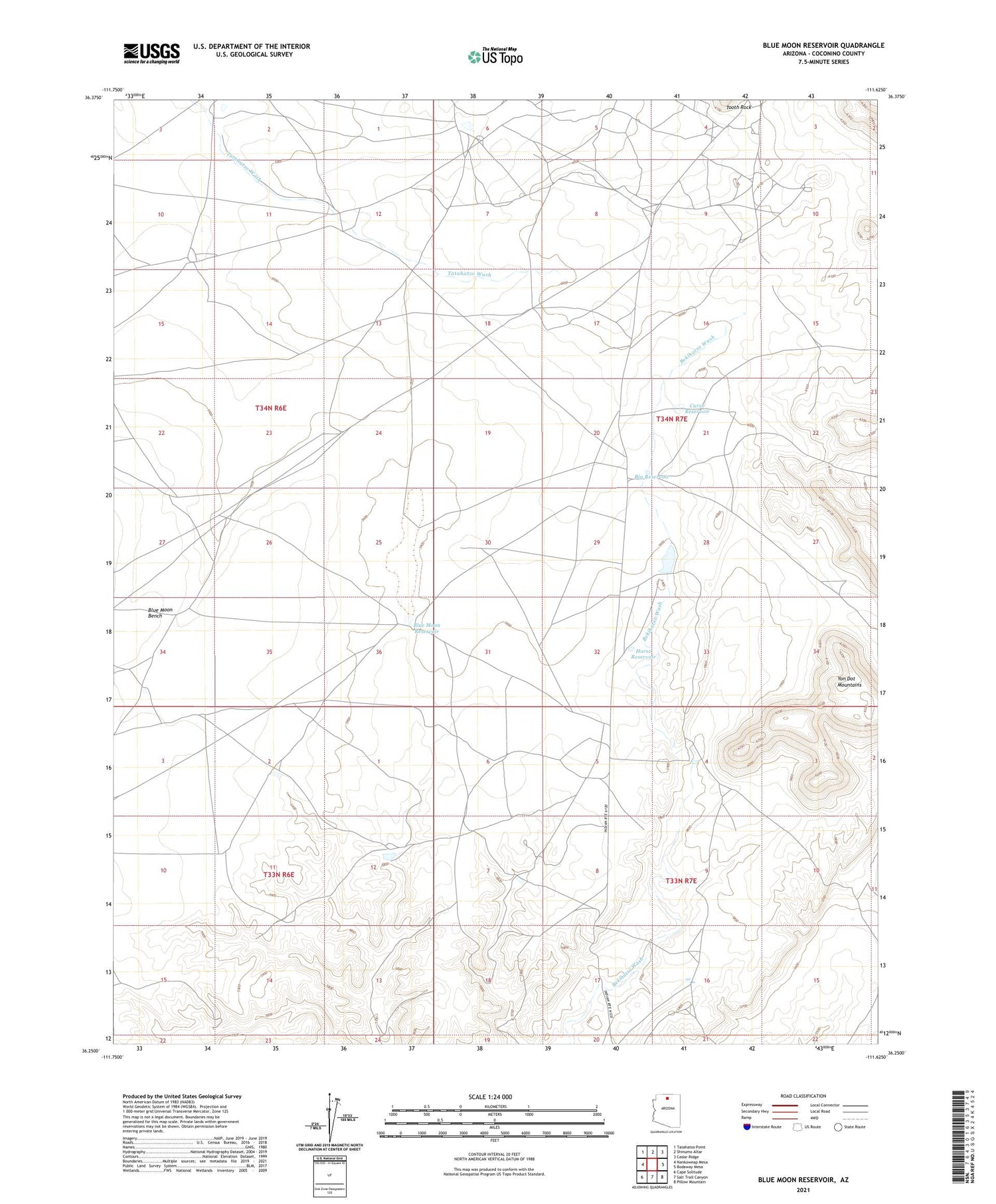 Blue Moon Reservoir Arizona US Topo Map Image