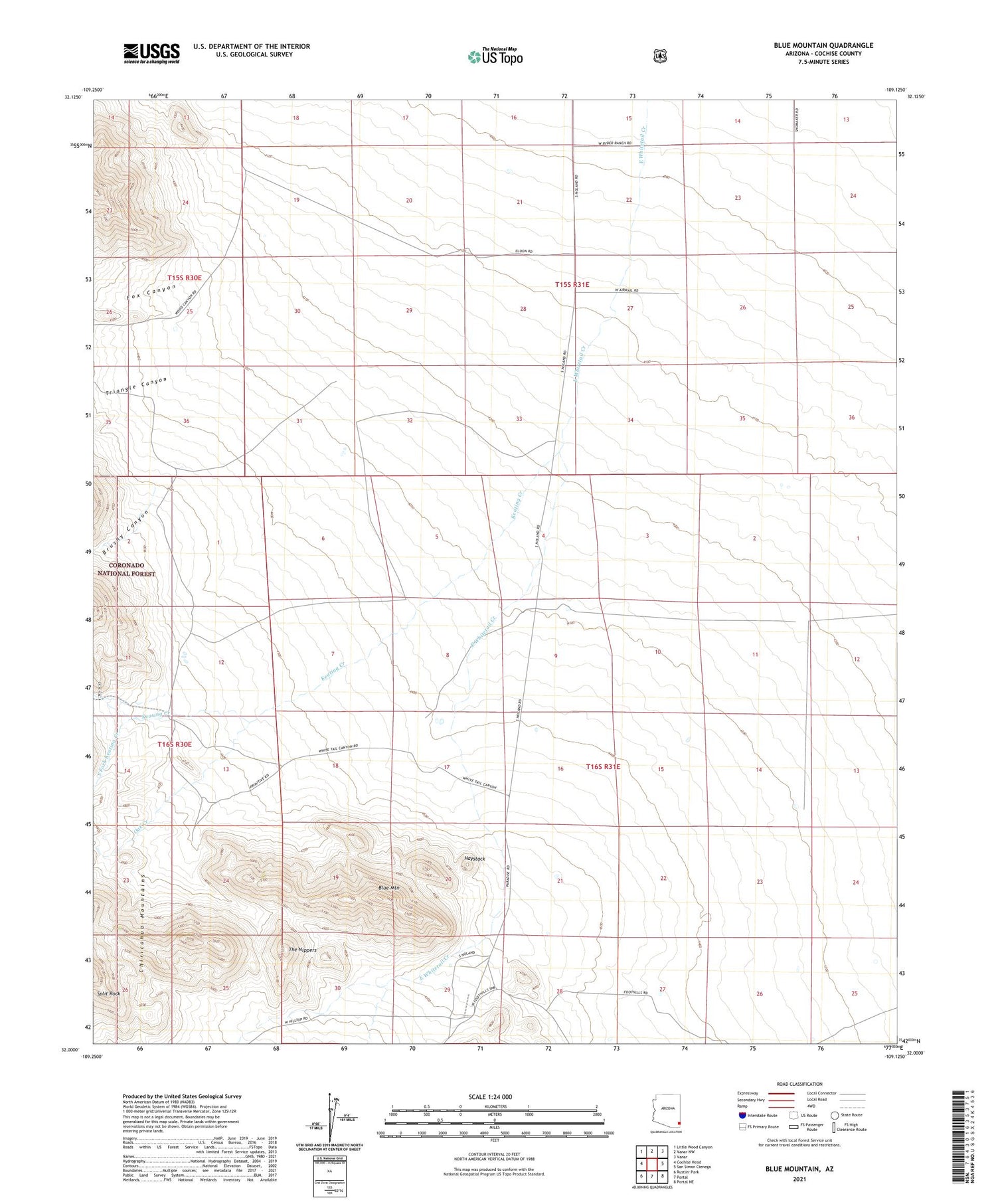Blue Mountain Arizona US Topo Map Image