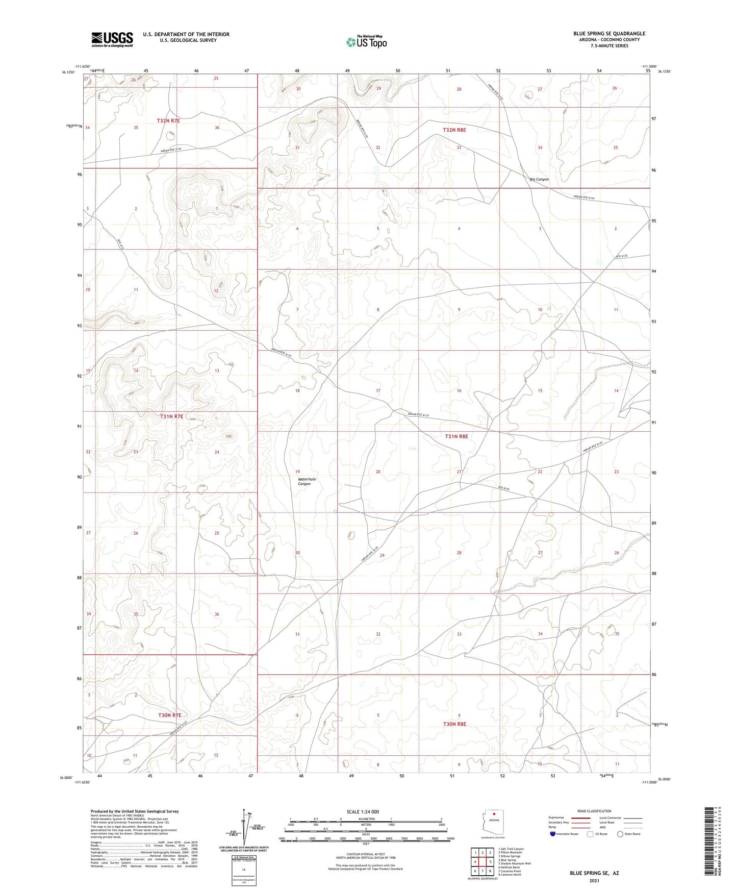 Blue Spring SE Arizona US Topo Map Image