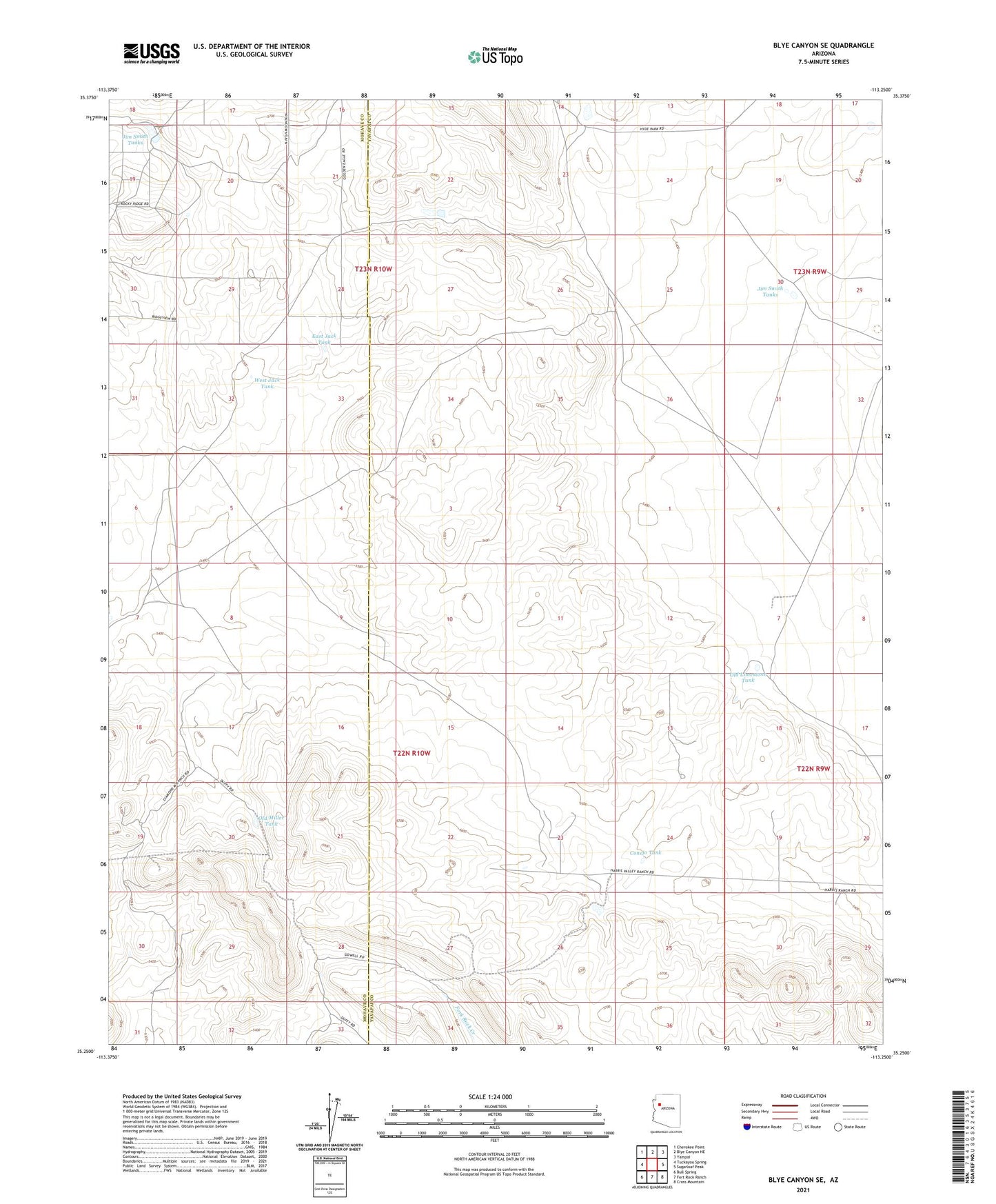 Blye Canyon SE Arizona US Topo Map Image