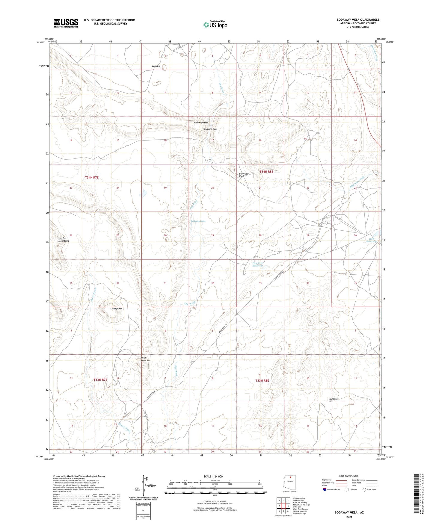 Bodaway Mesa Arizona US Topo Map Image